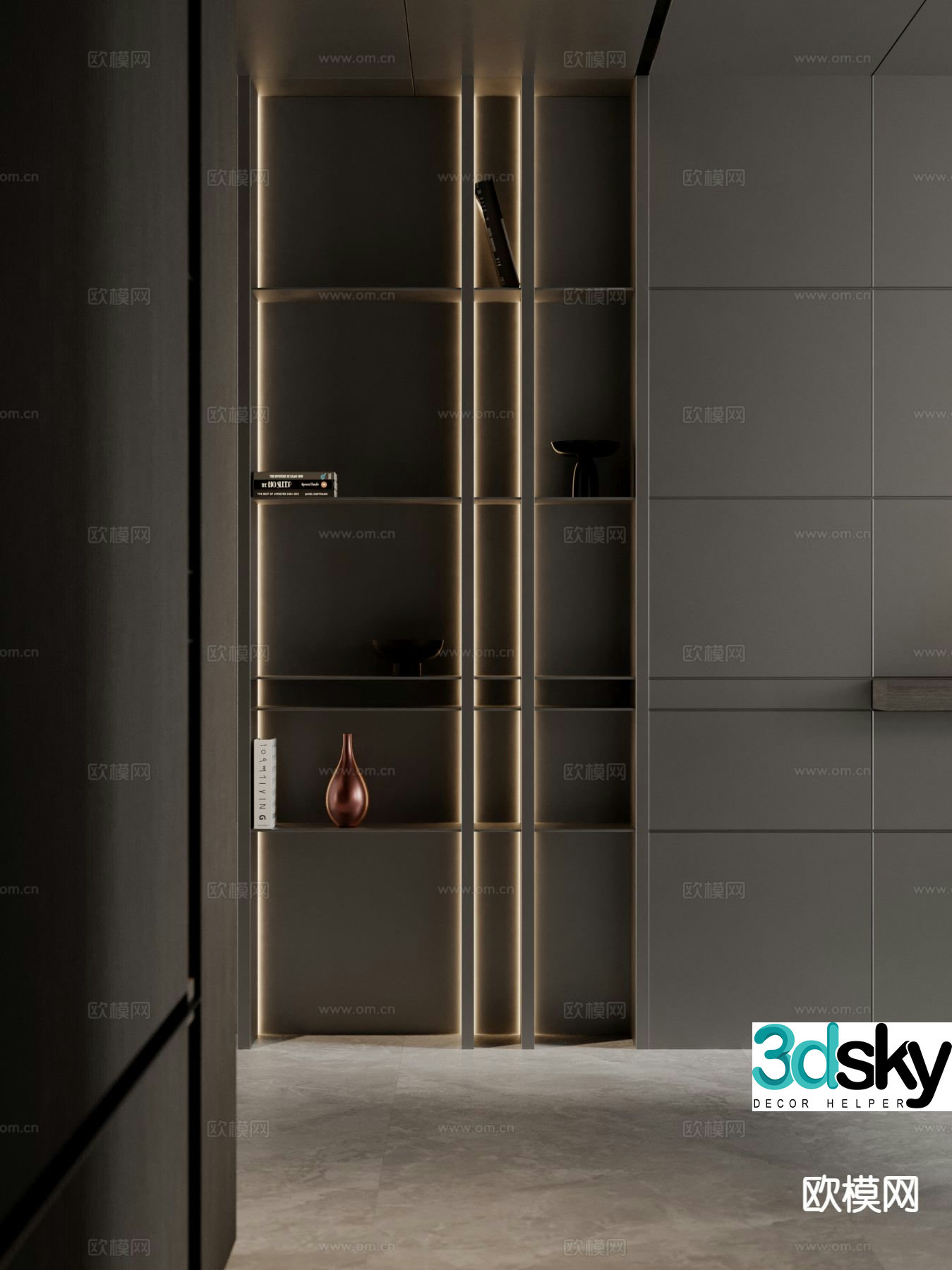 Modern bookcase decorative cabinet 3d model