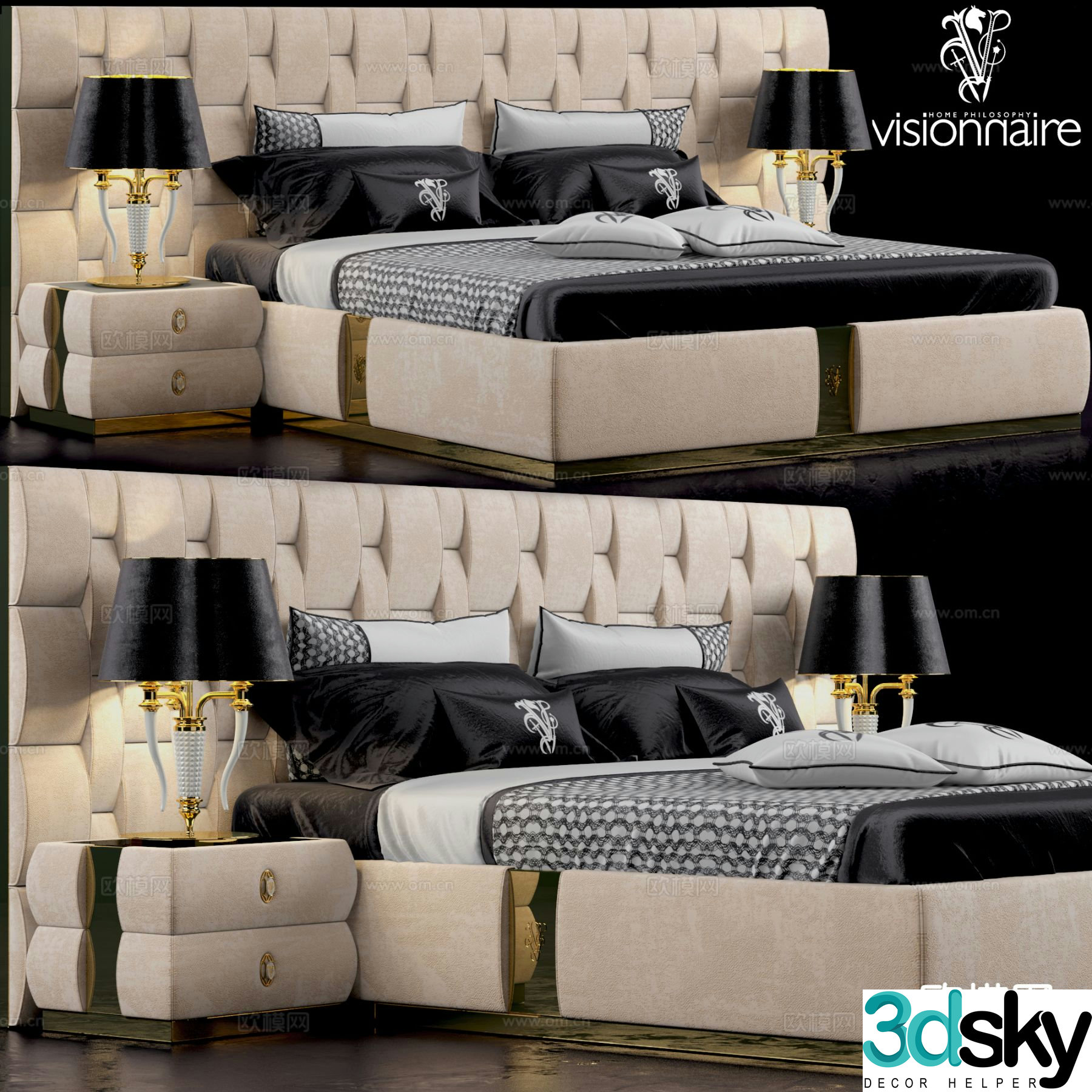 Luxury double bed 3d model