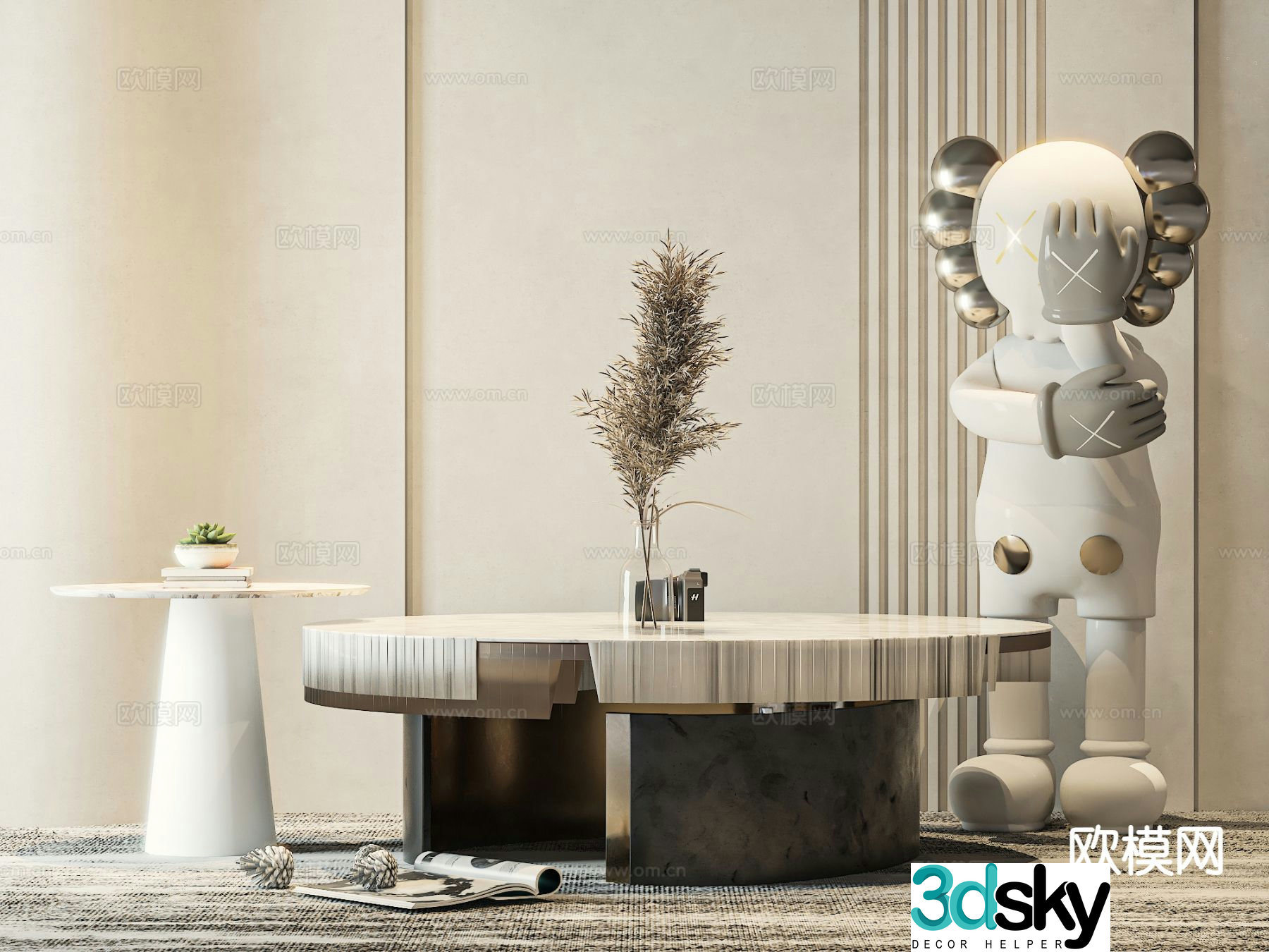 Modern double coffee table 3d model