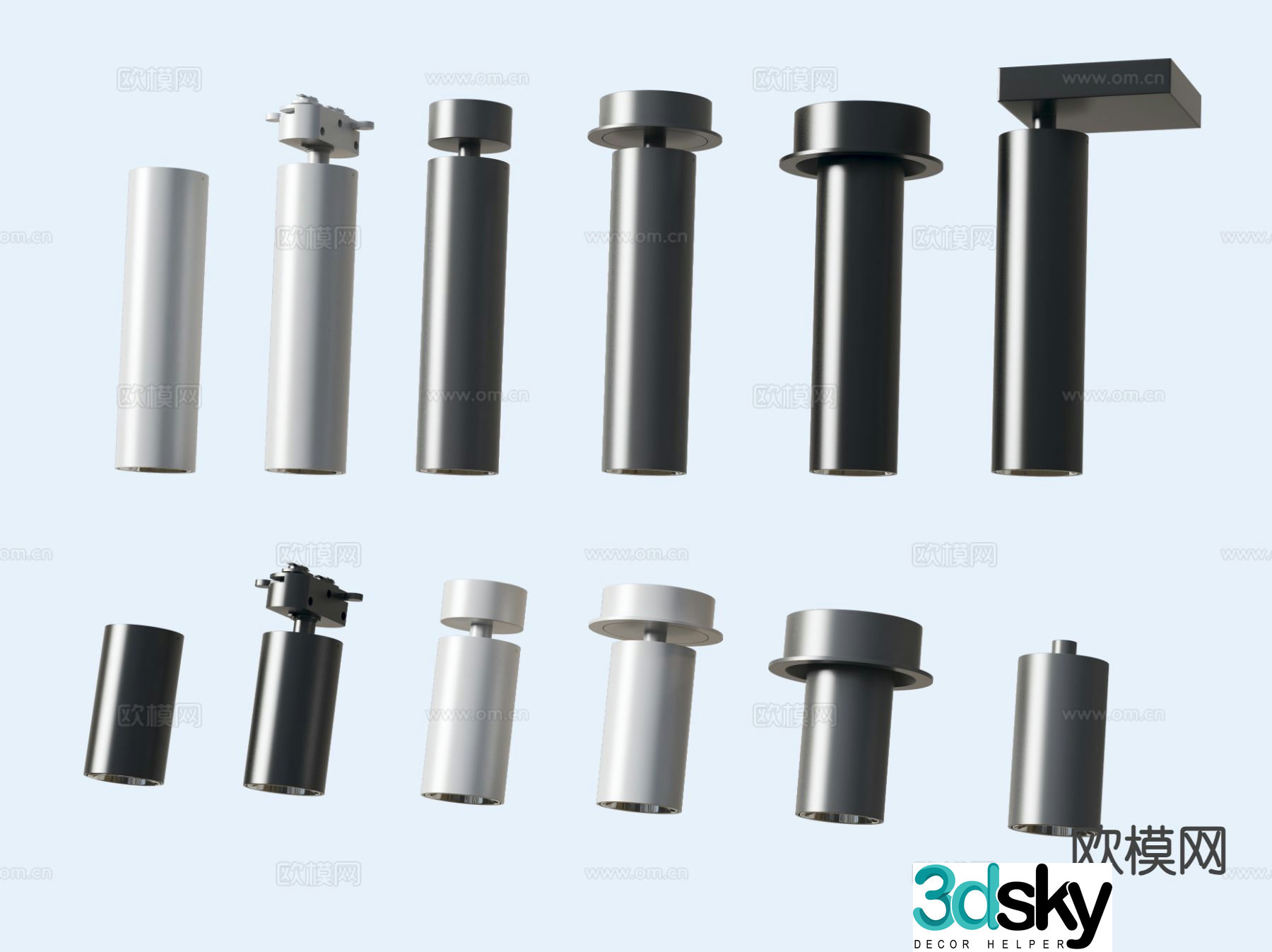 Modern long downlight spotlight 3d model