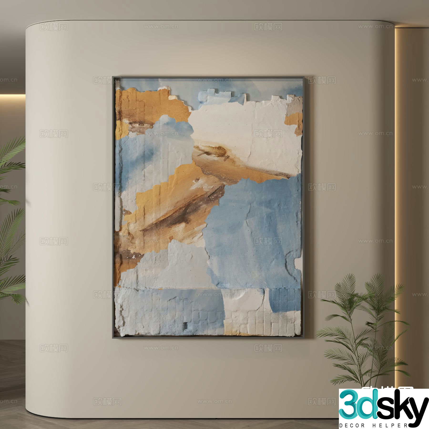 Modern texture painting decorative painting 3d model