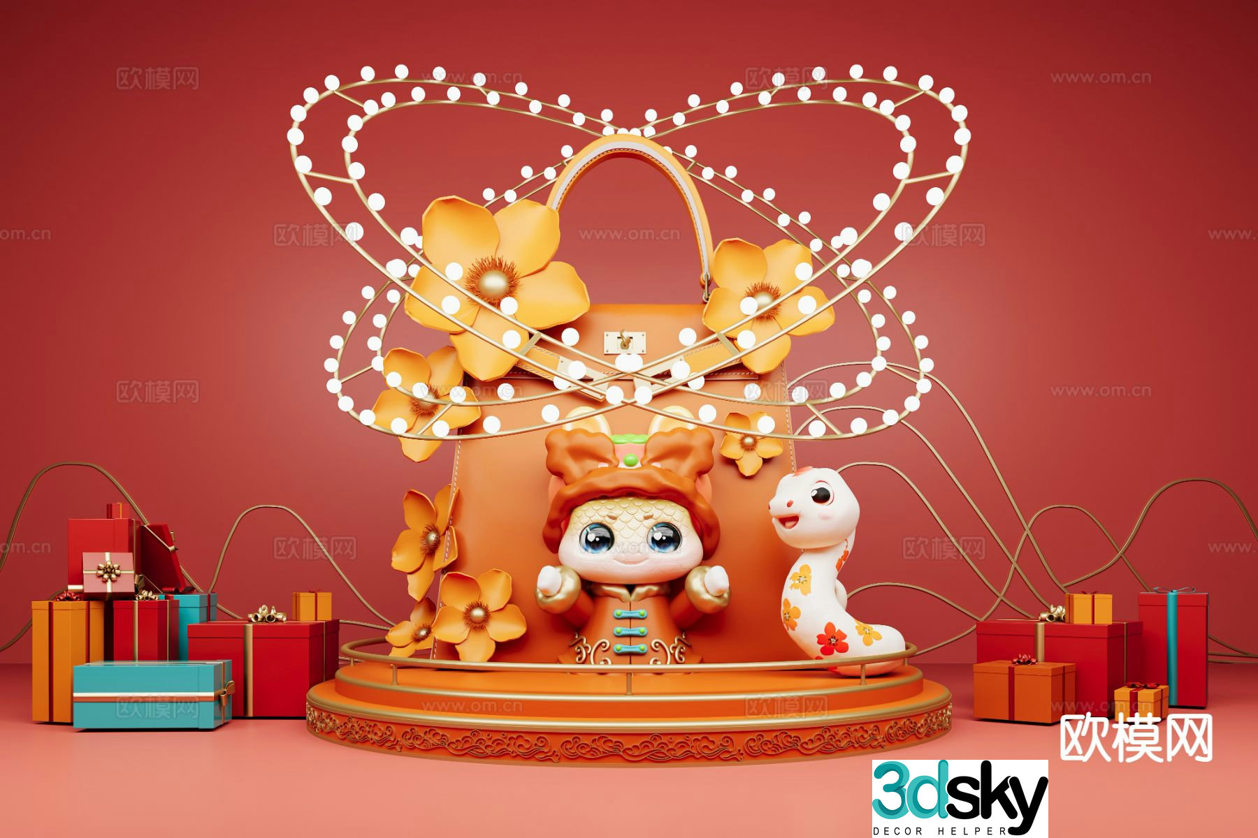 National Trend of the Year of the Snake Spring Festival Displays Year of the Snake New Year Displays 3D Model