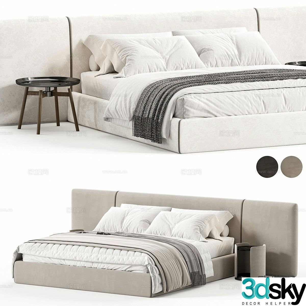 Modern double bed 3d model