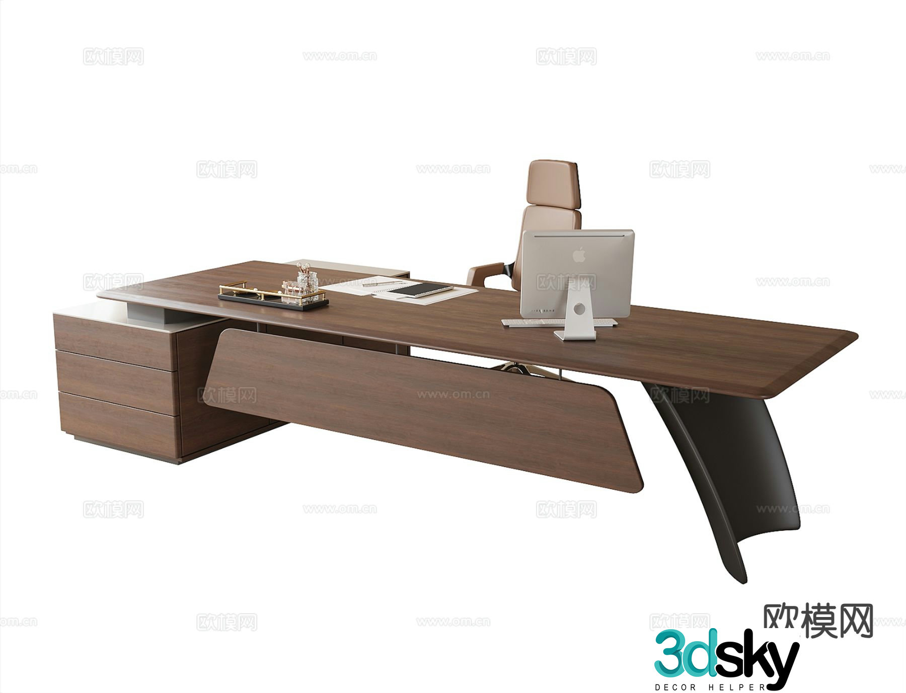 Modern boss office chair manager desk desk desk 3d model