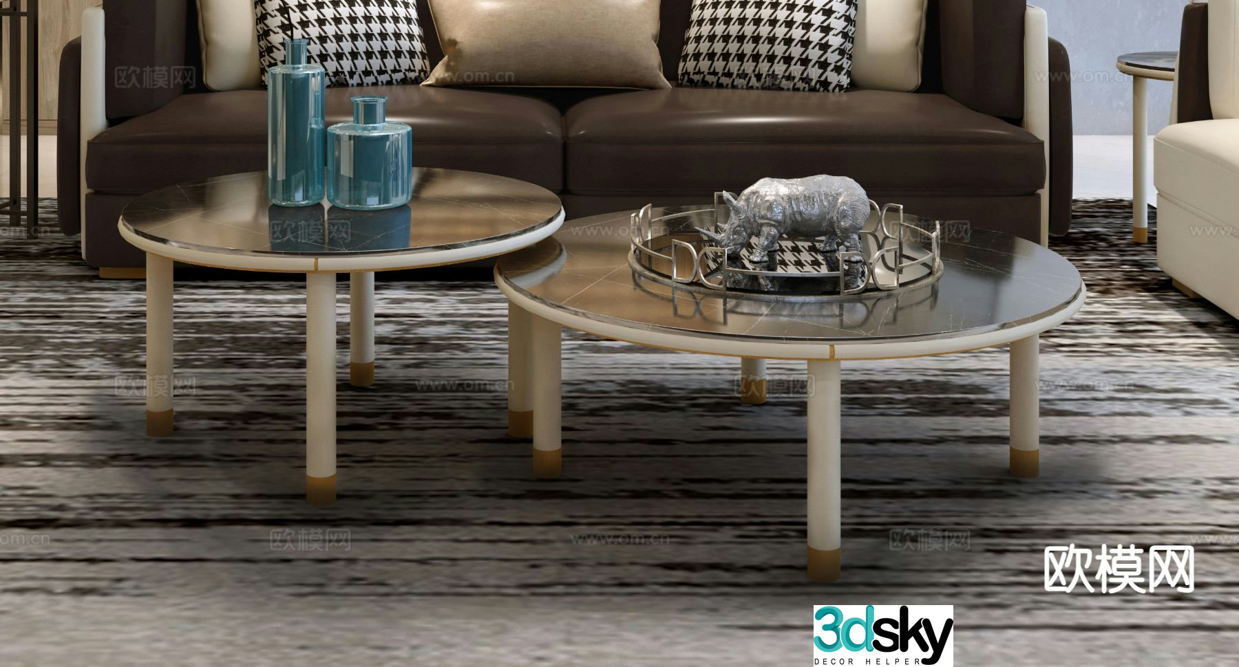 Modern double coffee table 3d model