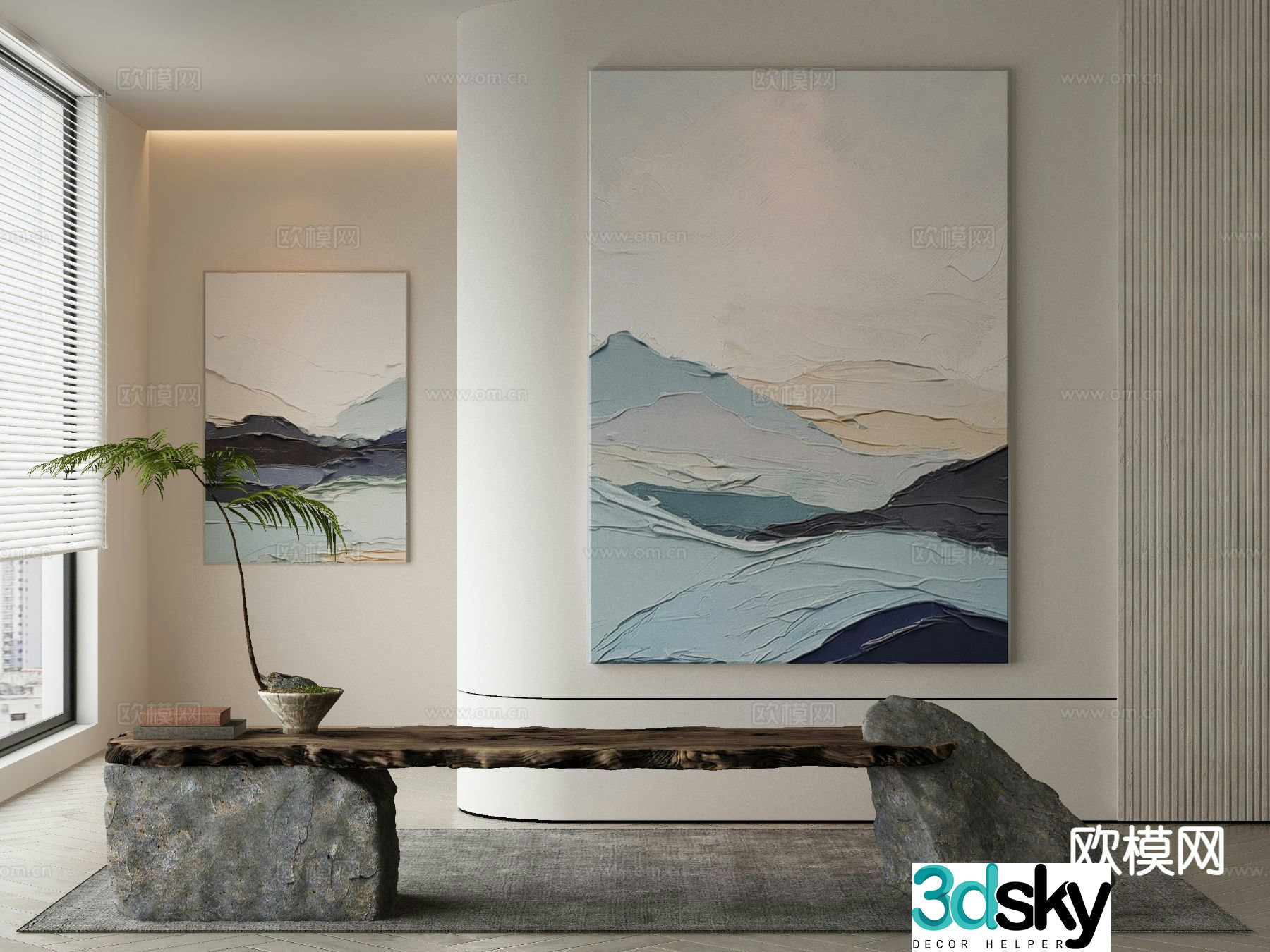 Modern decorative painting oil painting texture painting 3d model