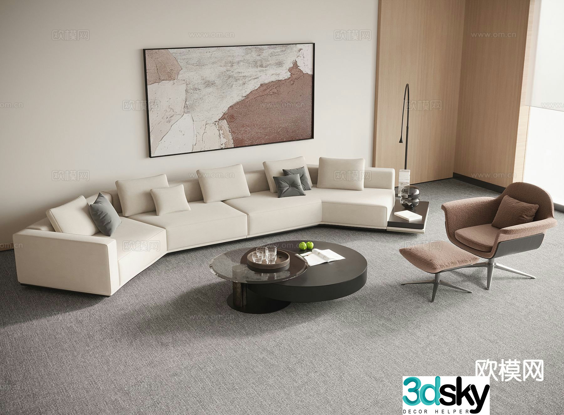 Modern office sofa coffee table reception sofa 3d model