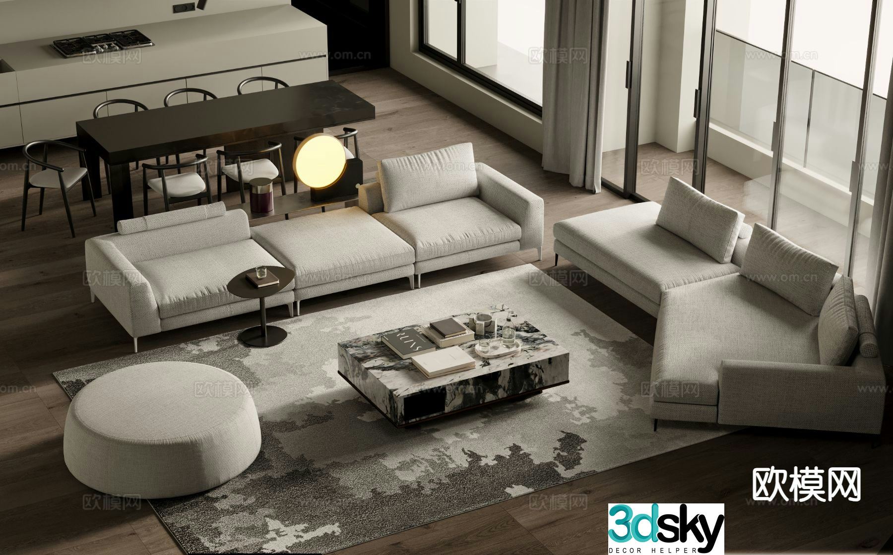 Modern sectional sofa 3d model