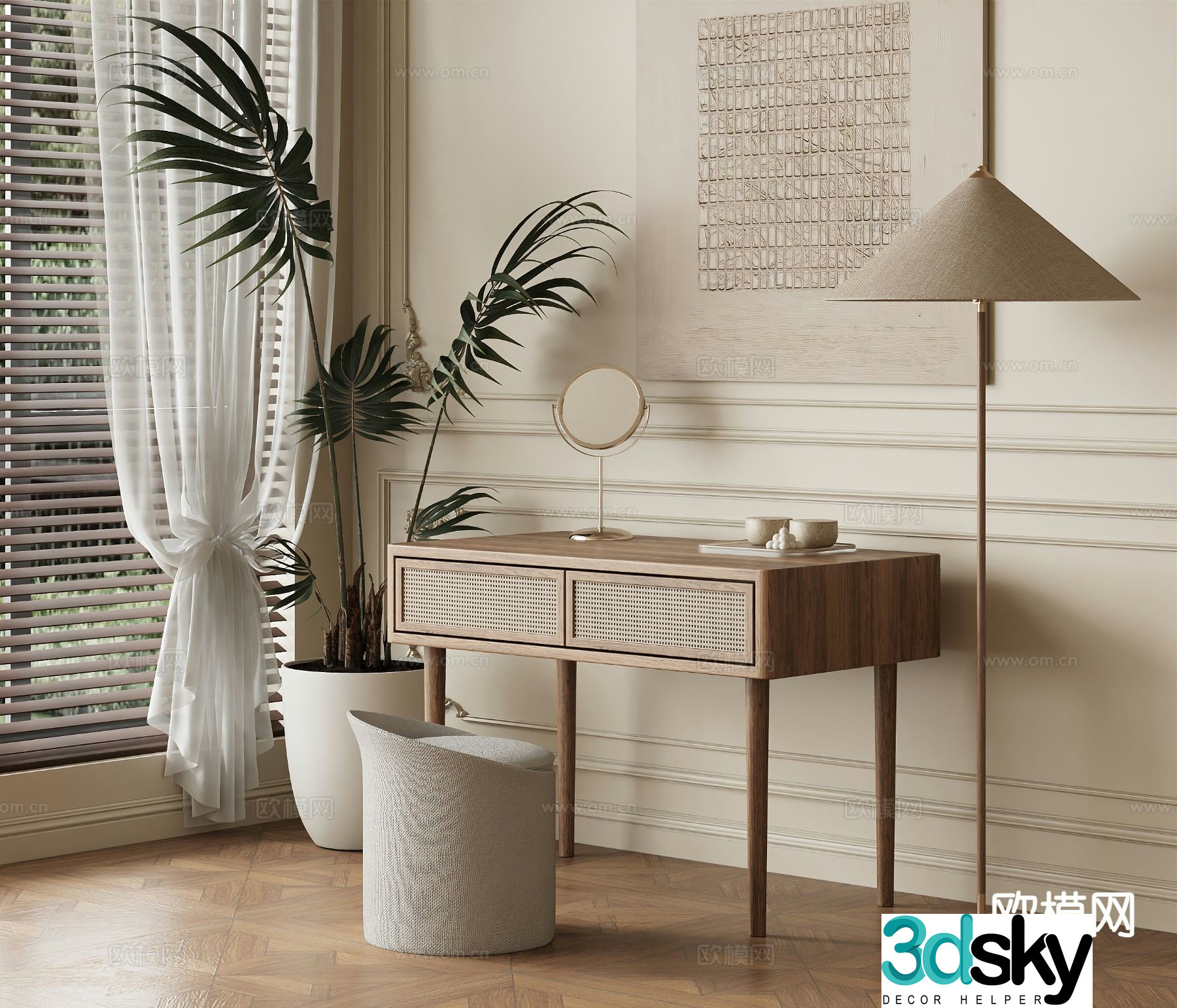 Medieval style dressing table 3d model