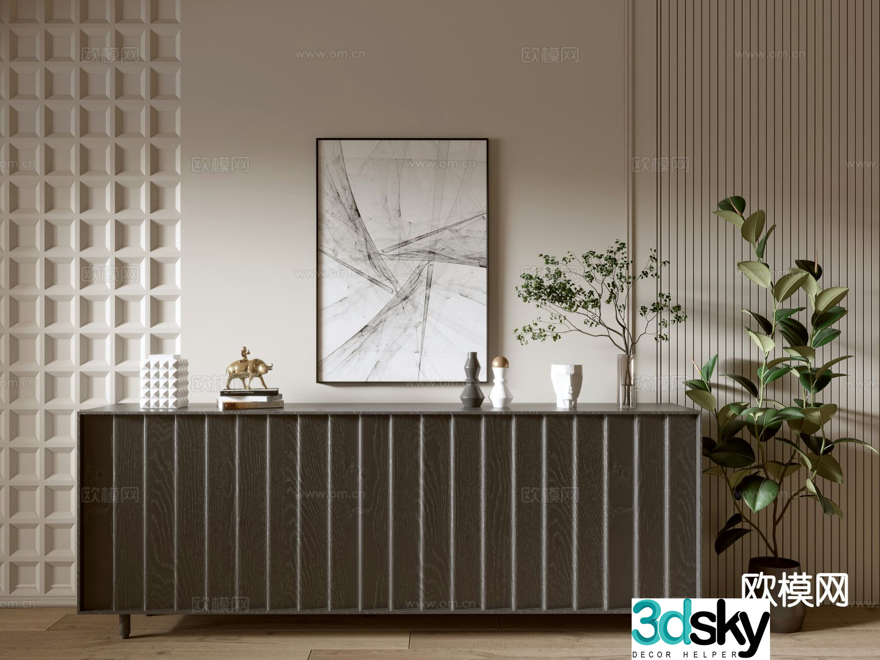 Modern entryway cabinet 3d model