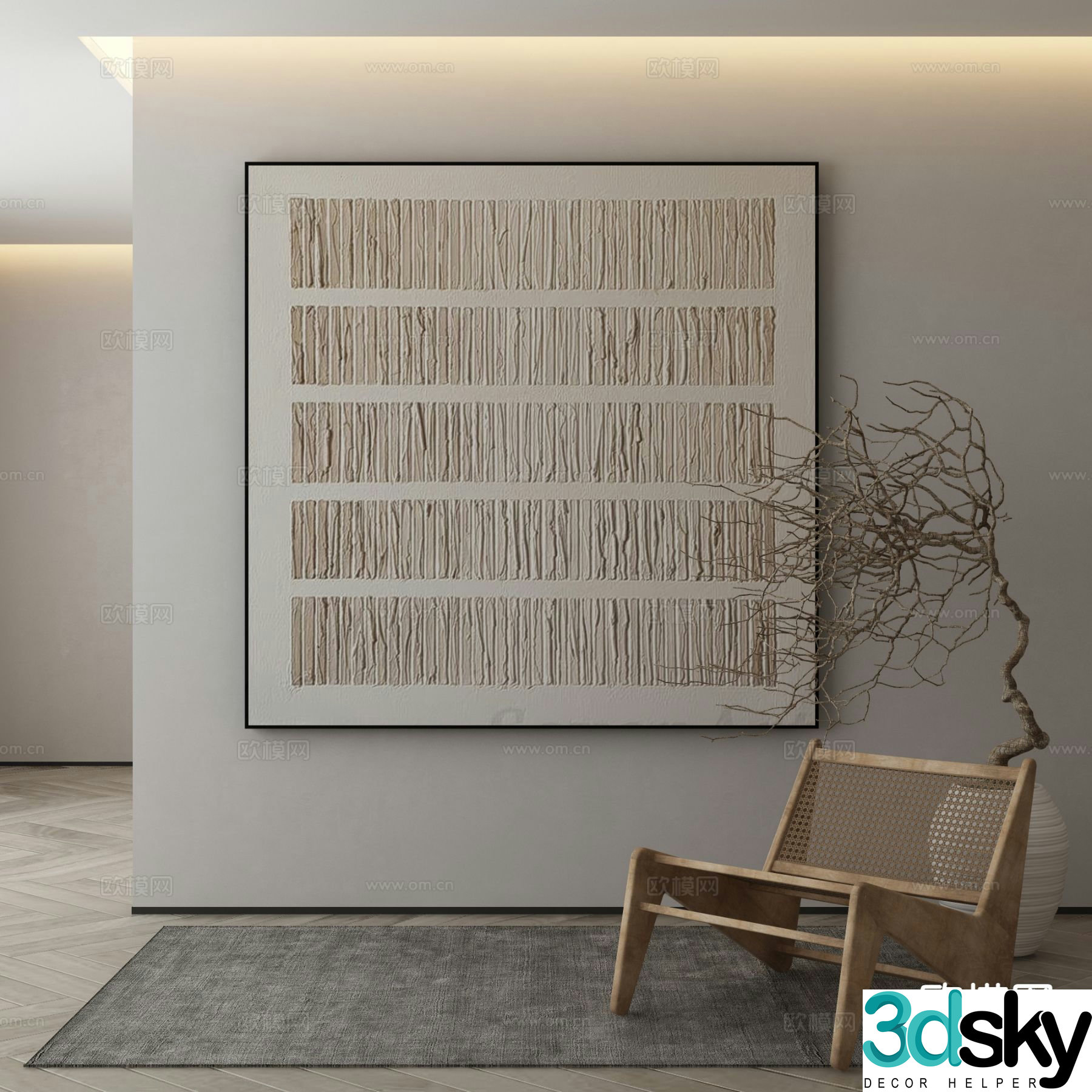 Wabi-sabi texture painting decorative painting 3d model