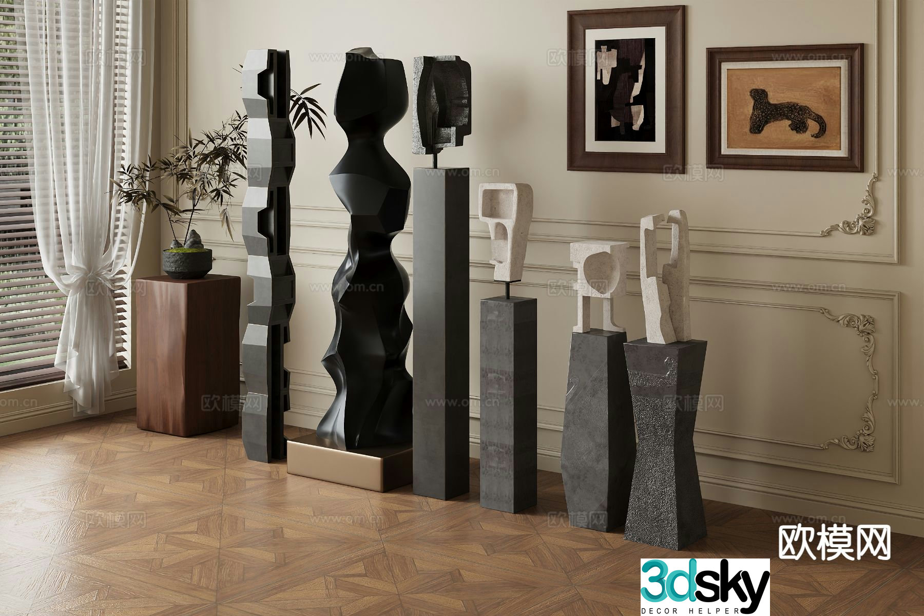 Medieval style abstract sculpture 3d model