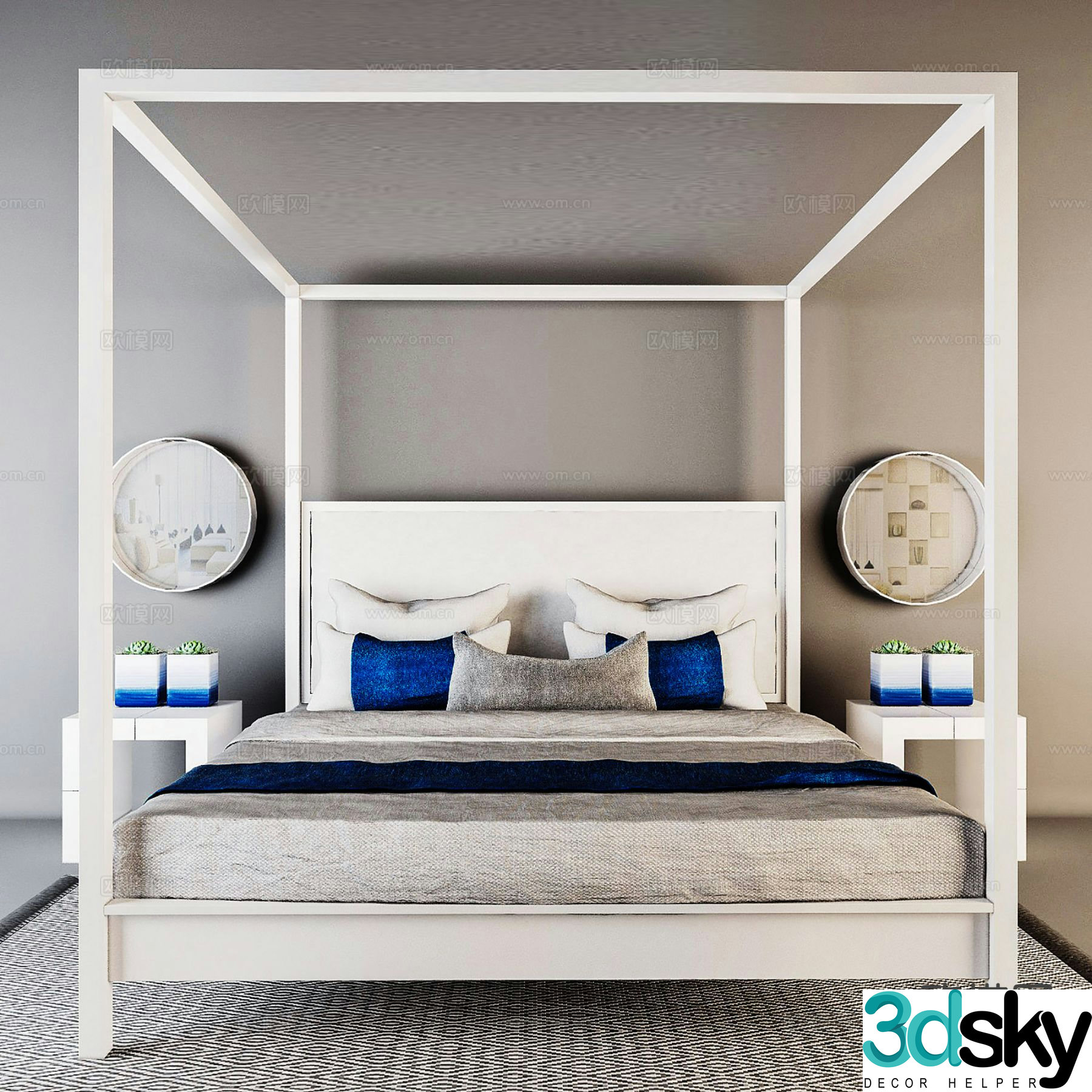 Modern double bed 3d model