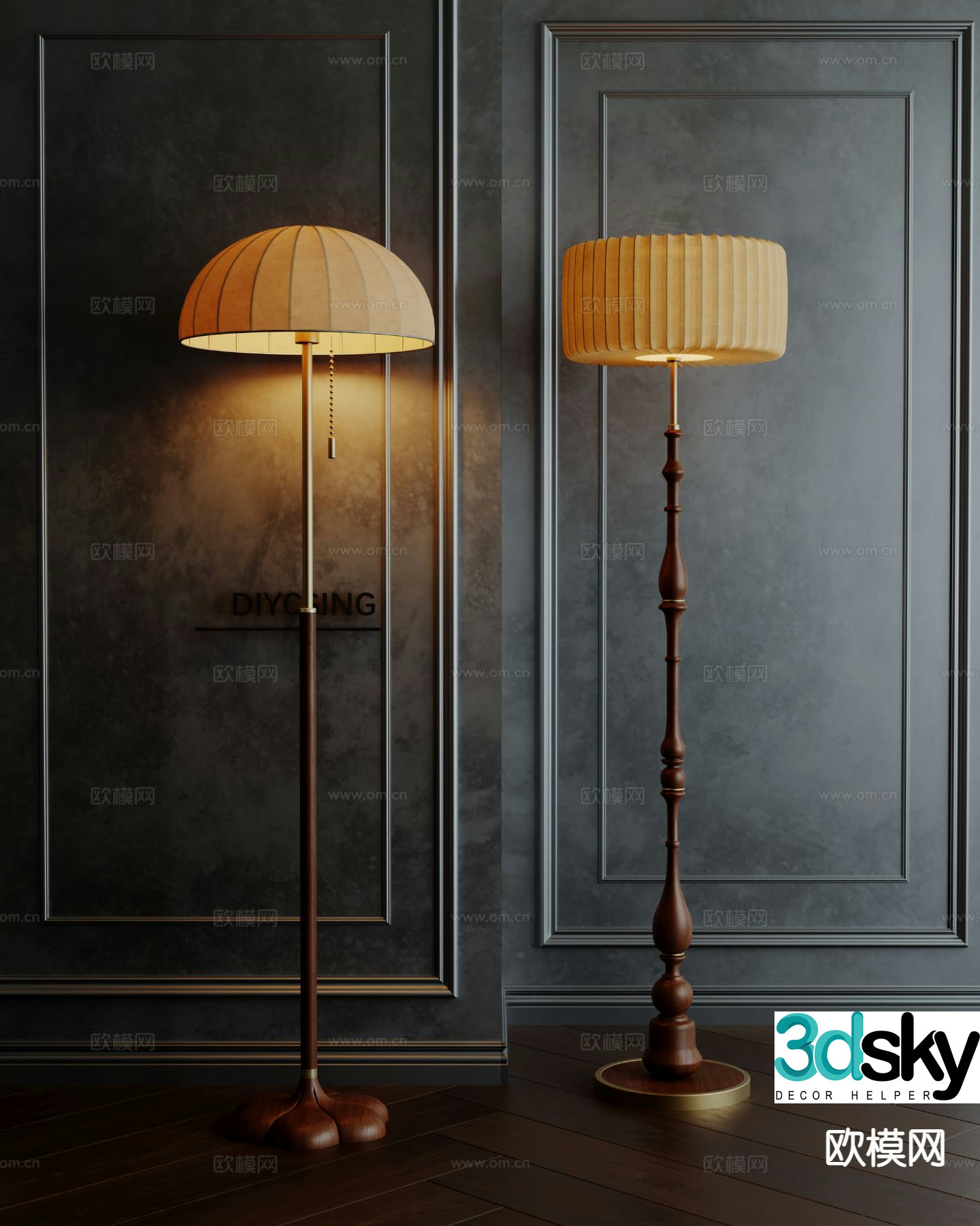 French floor lamp medieval style floor lamp 3d model