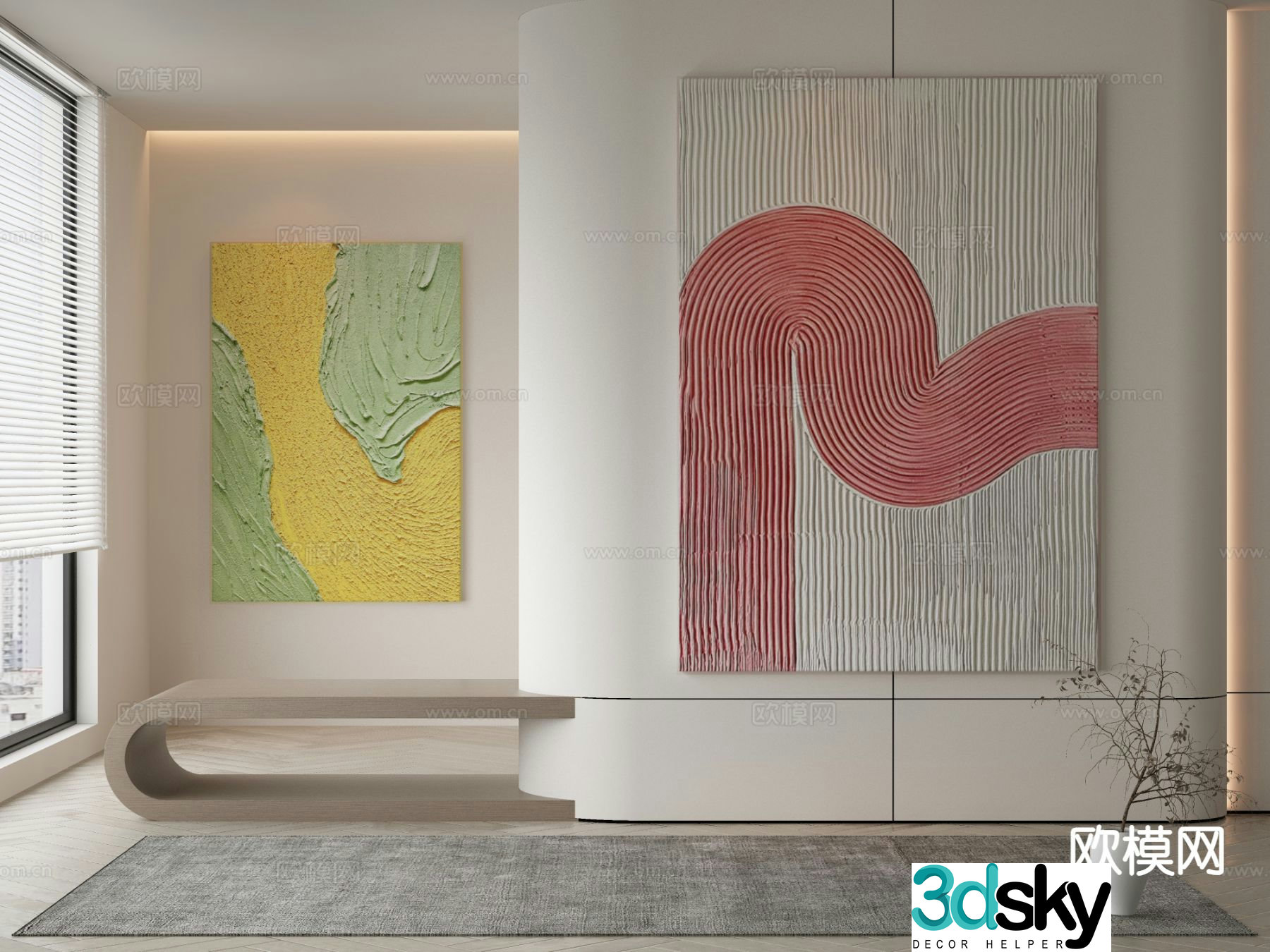 Modern texture painting decorative painting 3d model