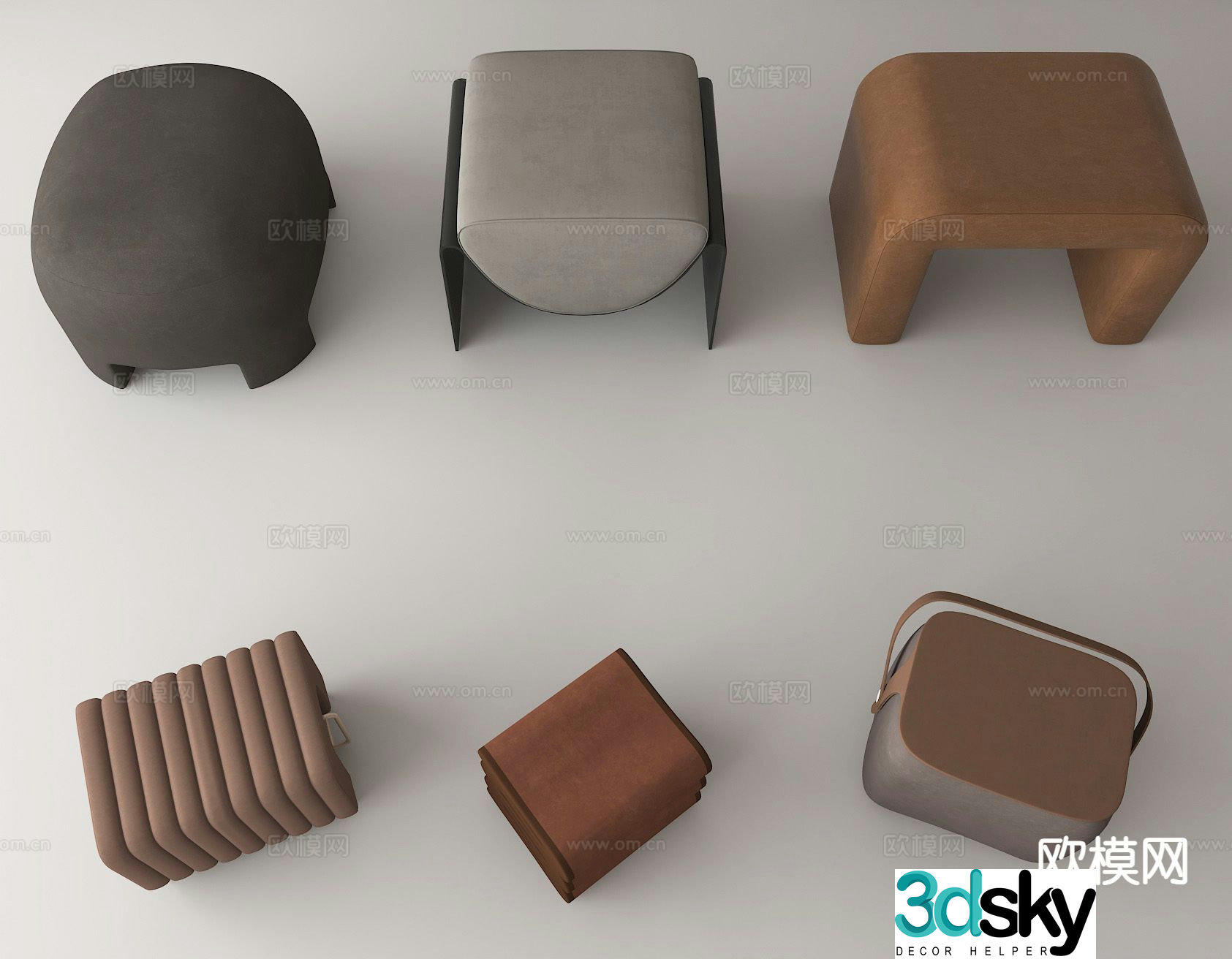 Stool low stool shoe changing stool sofa stool 3D model