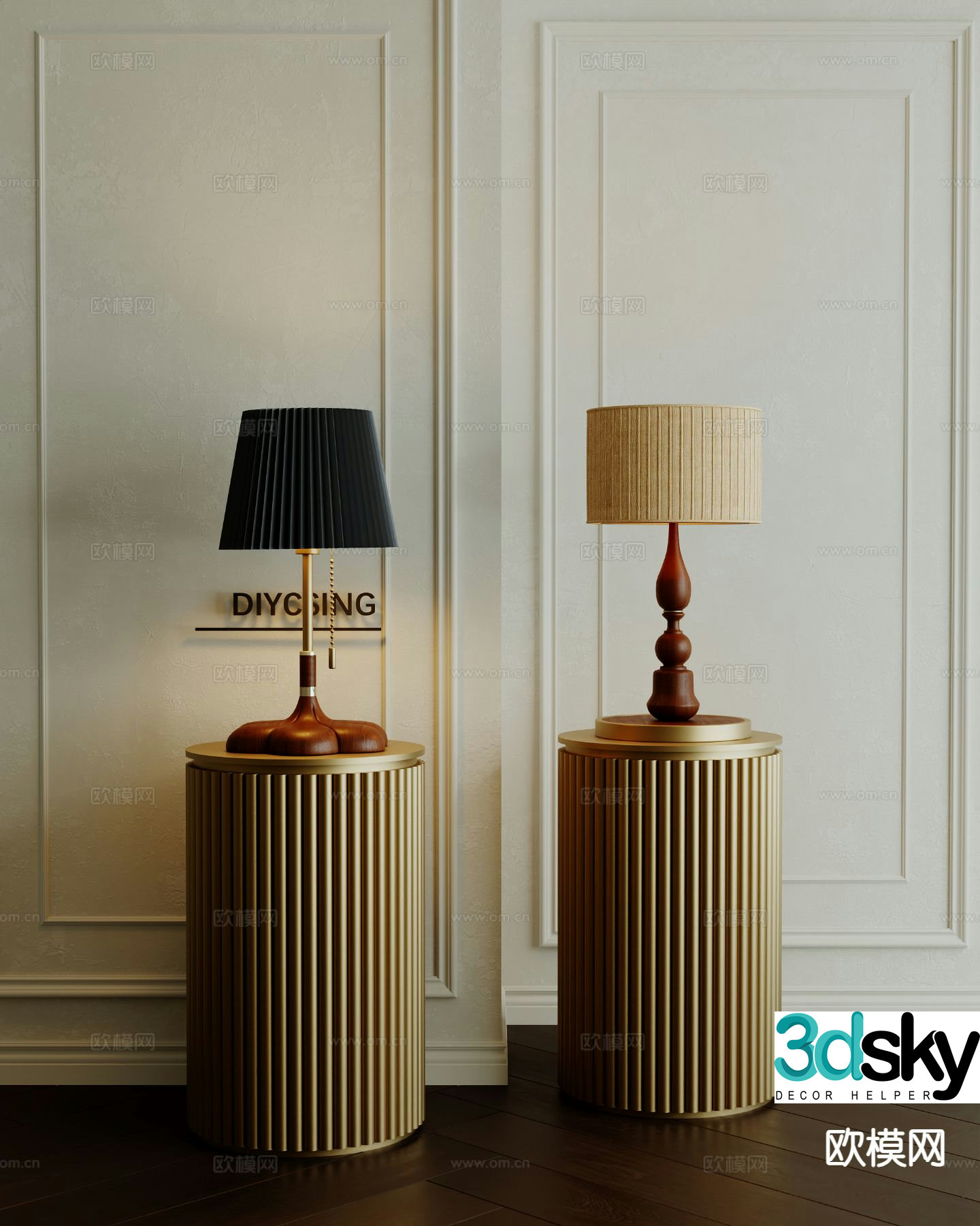 French table lamp medieval style table lamp 3d model