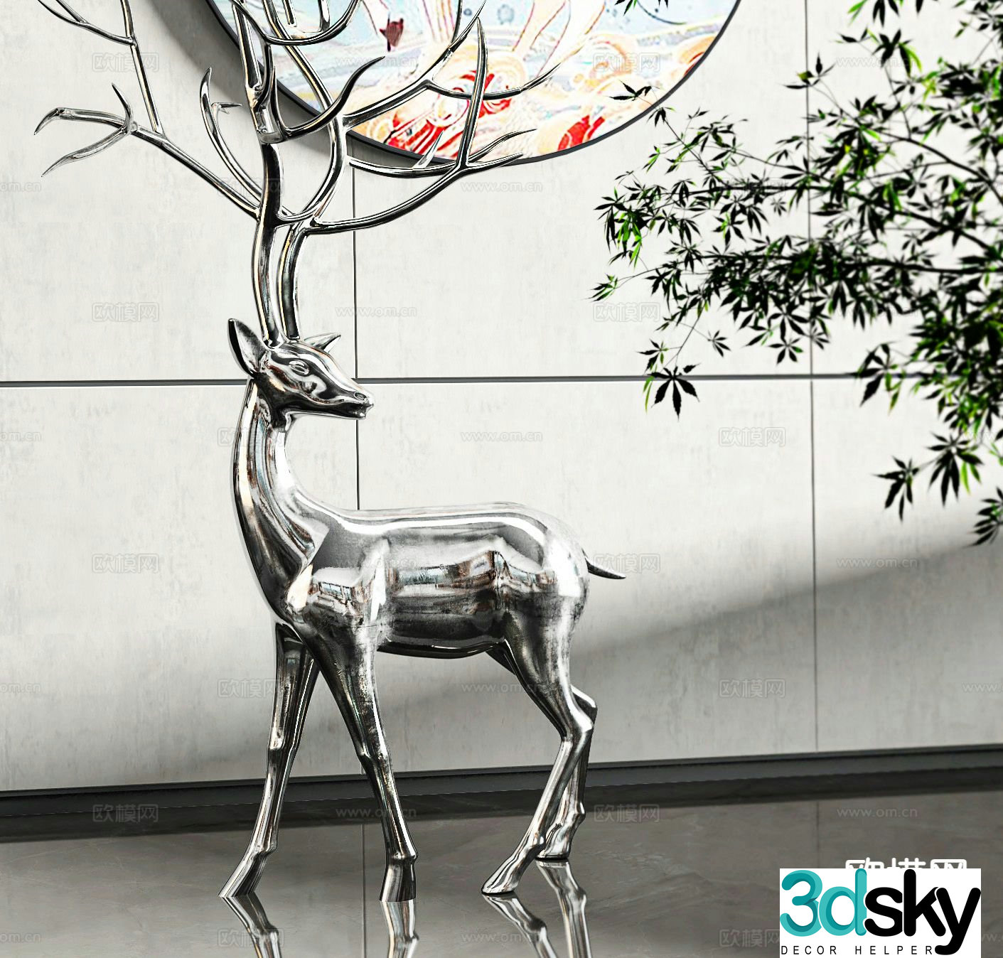 Modern deer sculpture 3d model