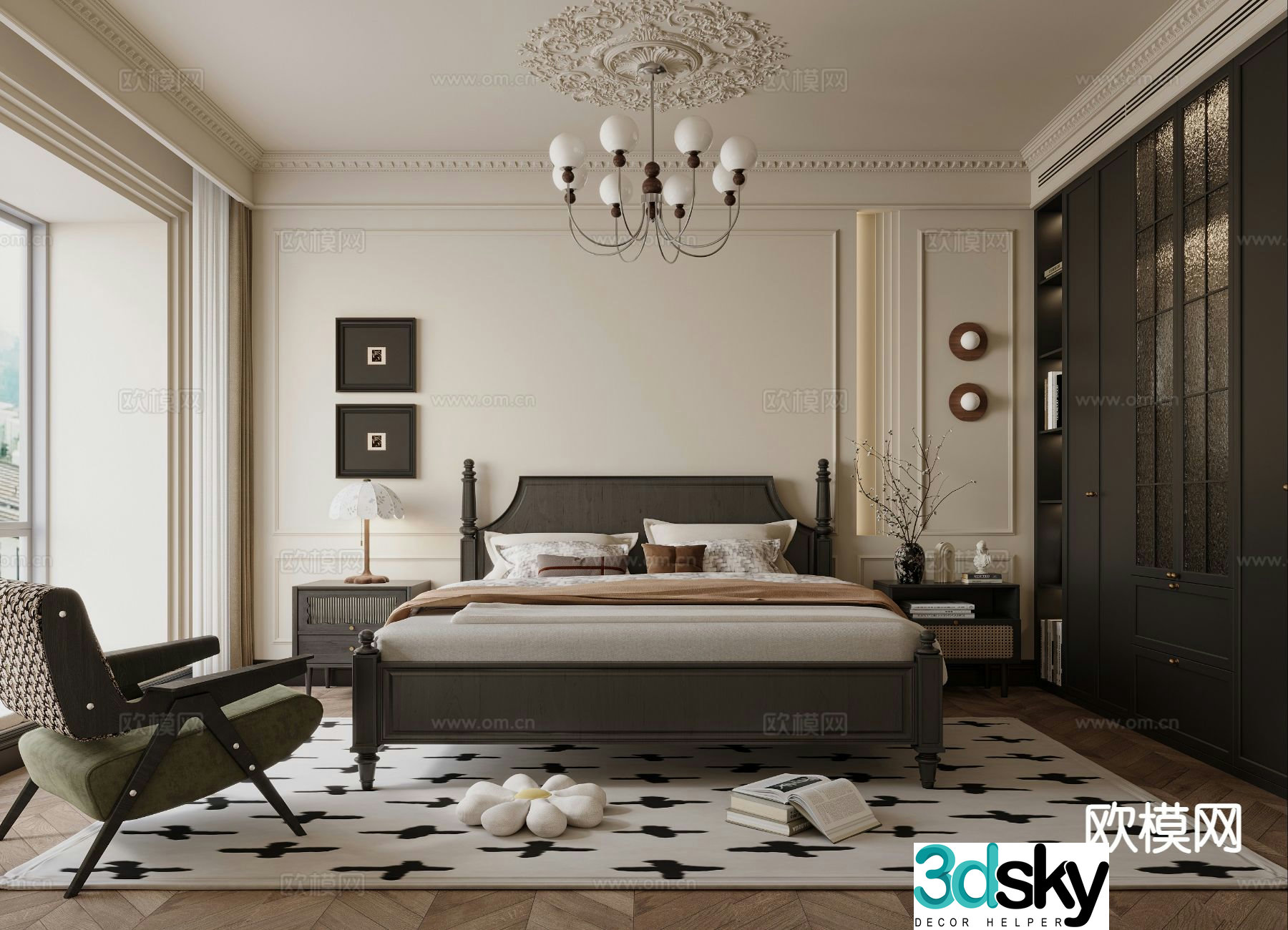 Medieval style bedroom master bedroom 3d model