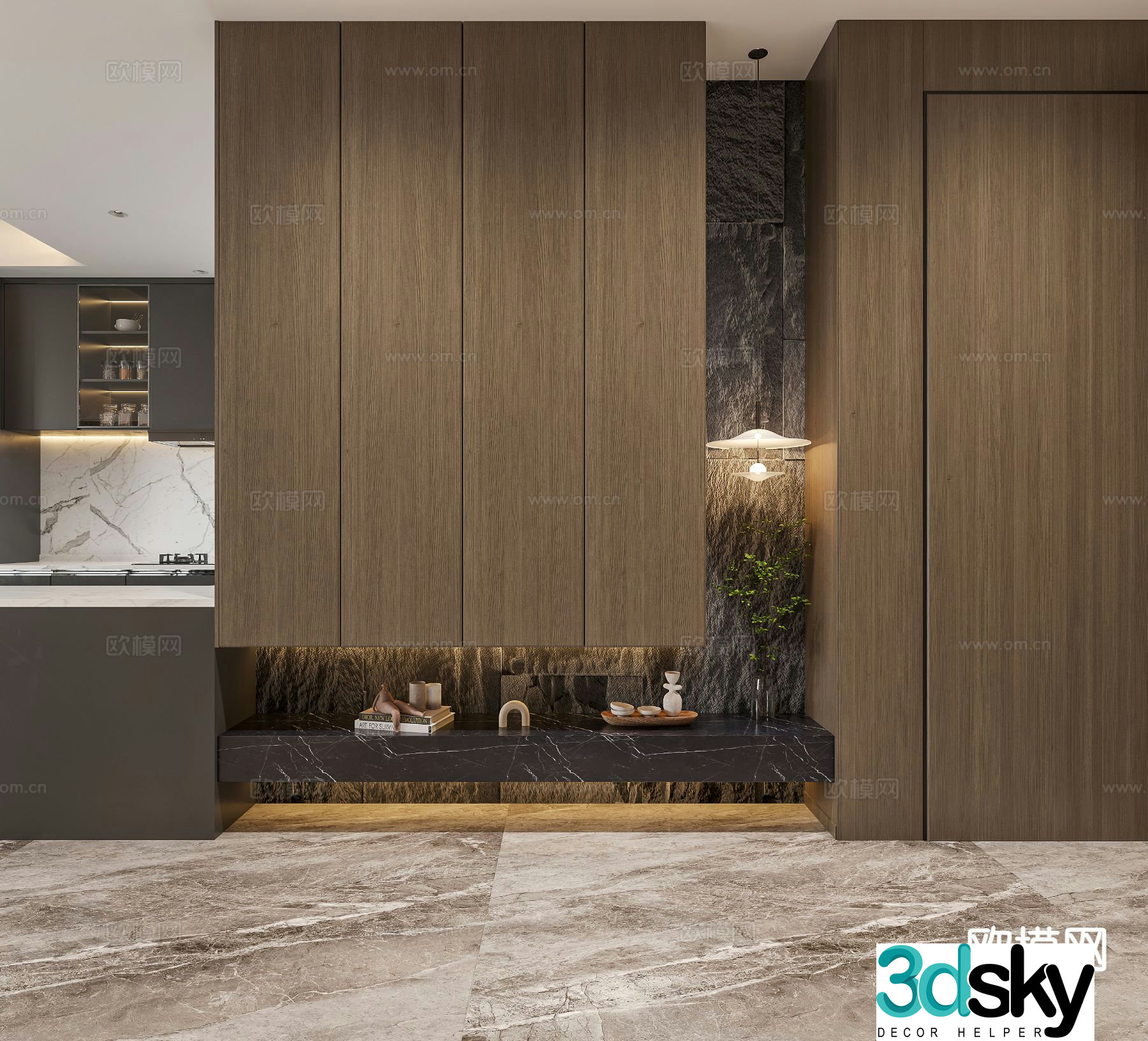 Modern entrance shoe cabinet 3d model