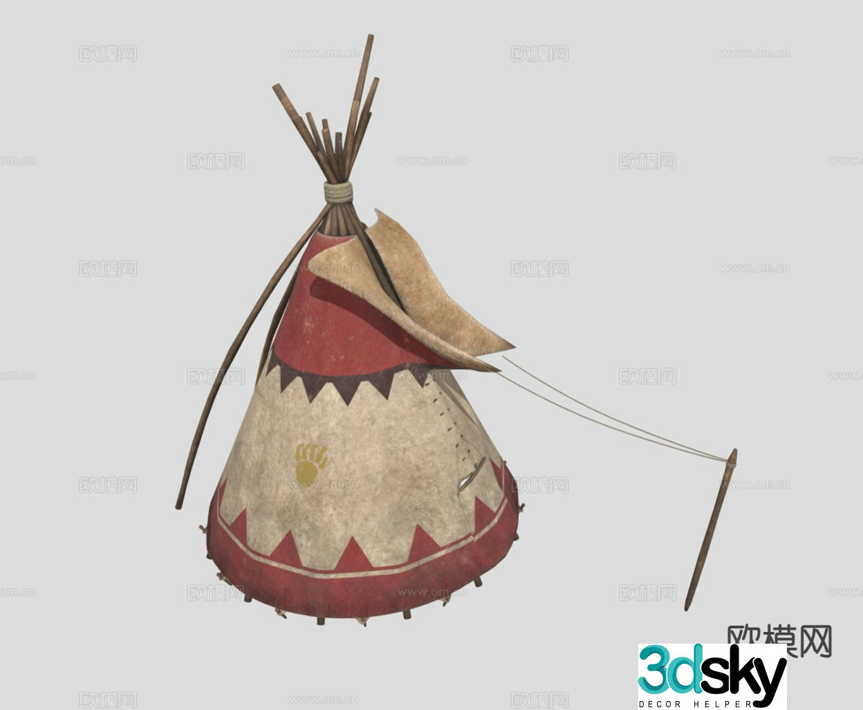 Indian tent camping tent 3d model