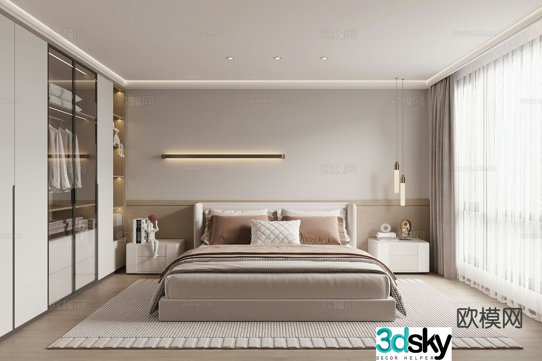 Modern bedroom master bedroom 3d model