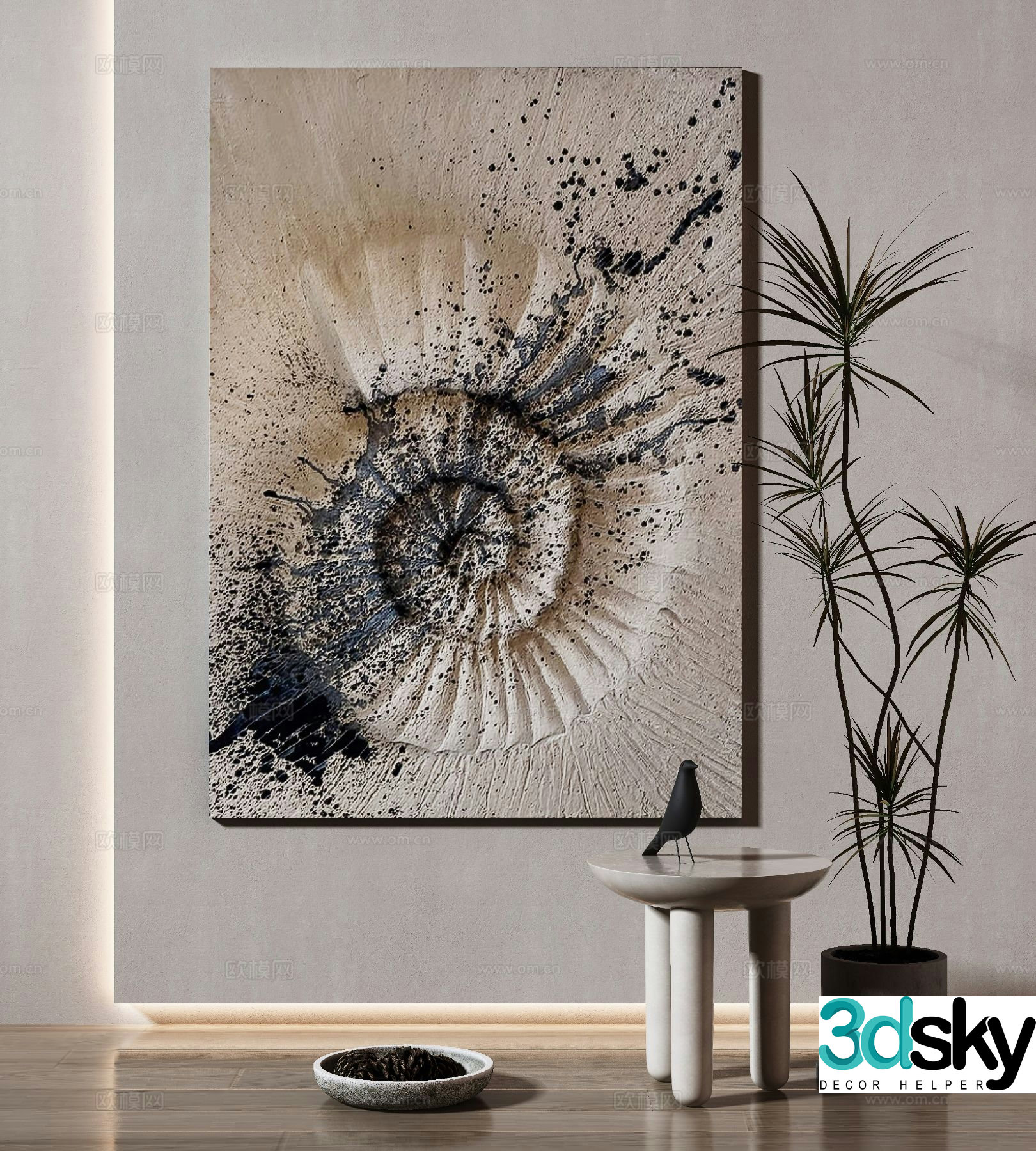 Modern decorative painting texture painting 3d model