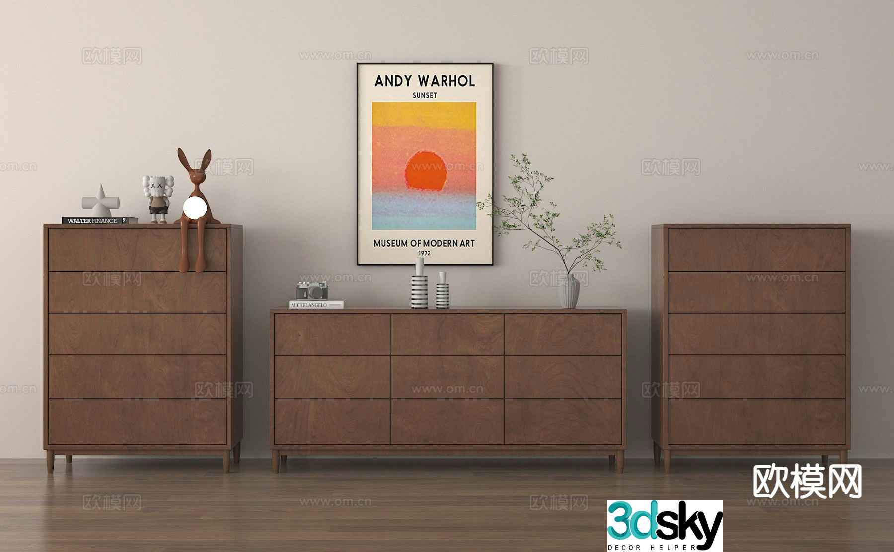 Medieval style side cabinet 3D model