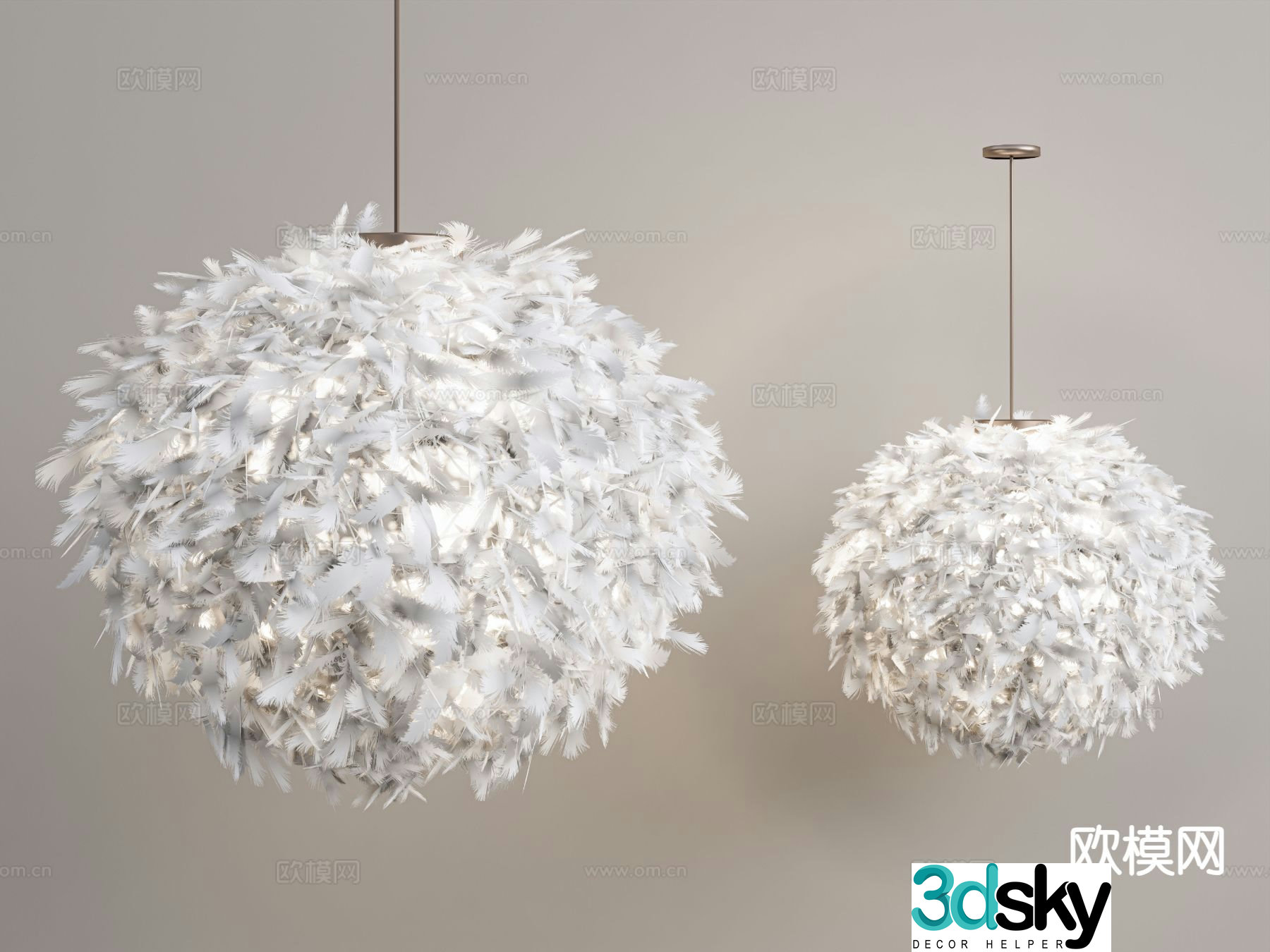 modern chandelier art chandelier feather lamp 3d model