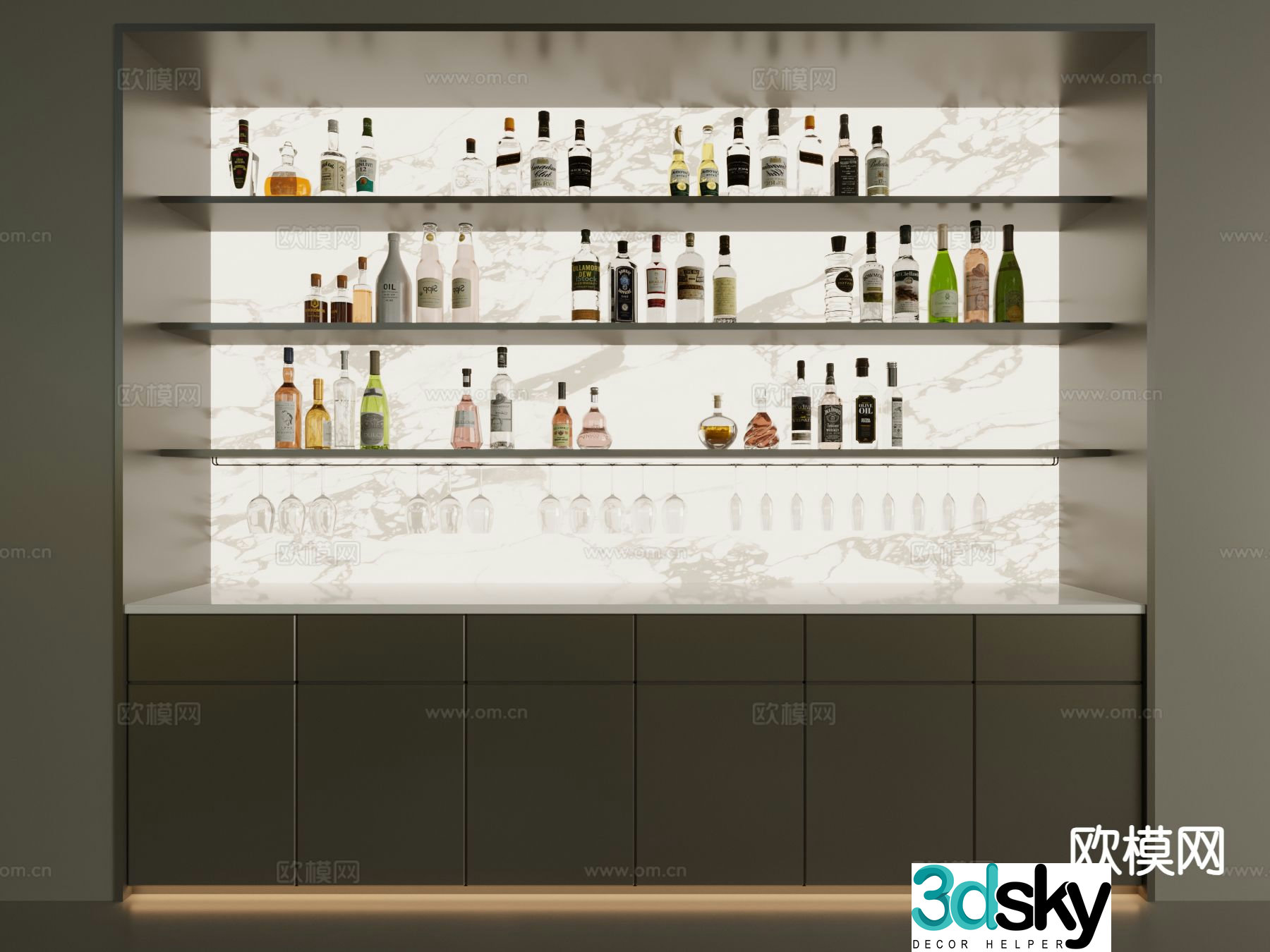 Modern wine cabinet 3d model