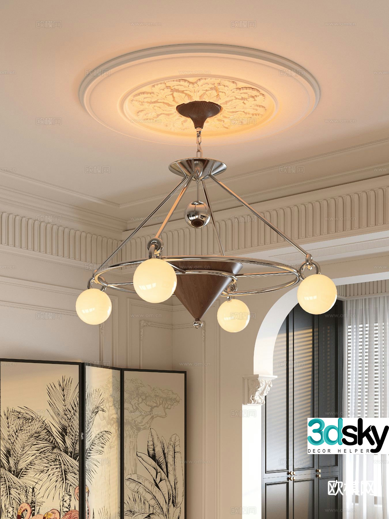 Medieval style chandelier 3d model