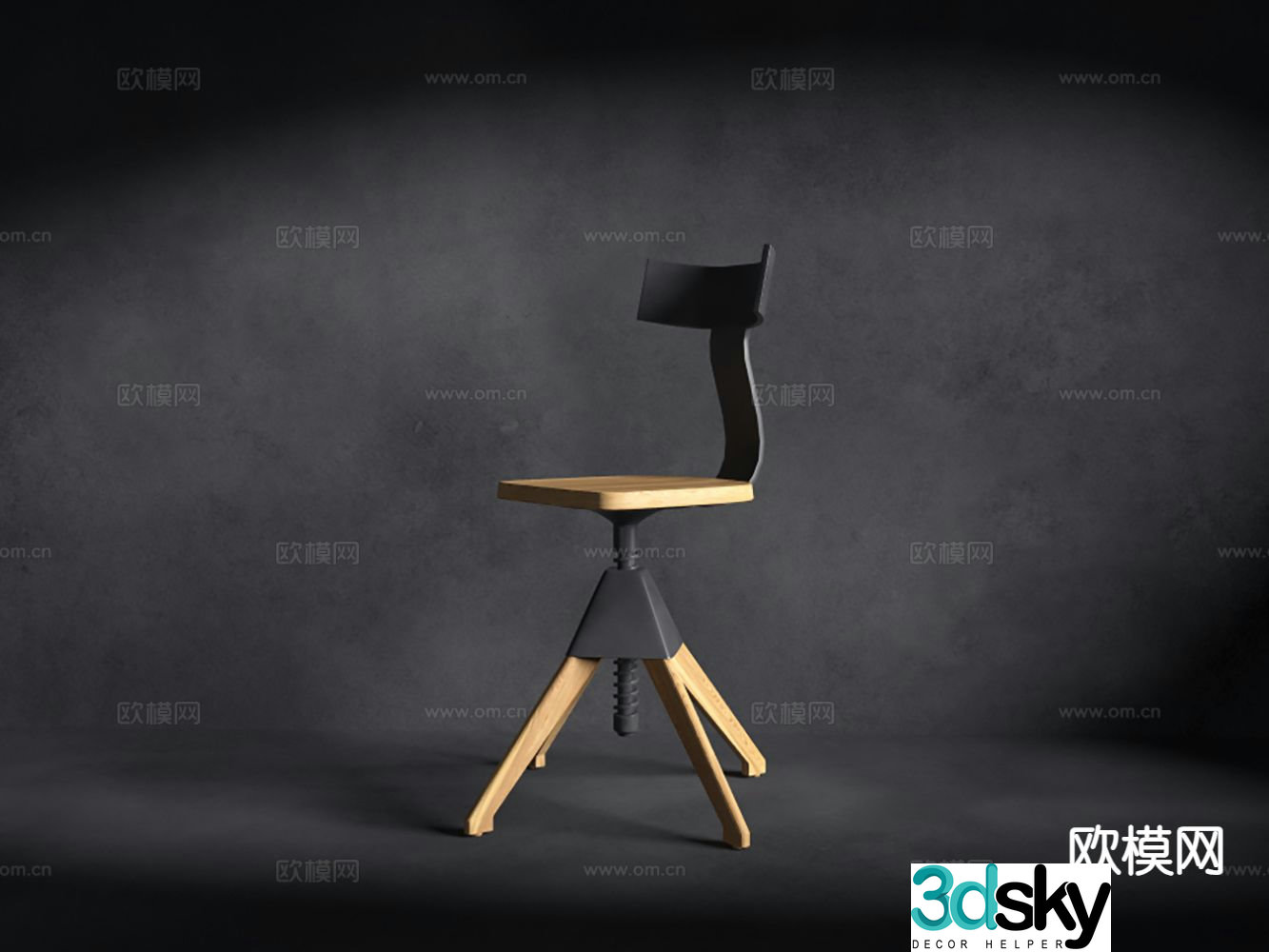 Industrial style bar chair bar chair swivel chair 3d model