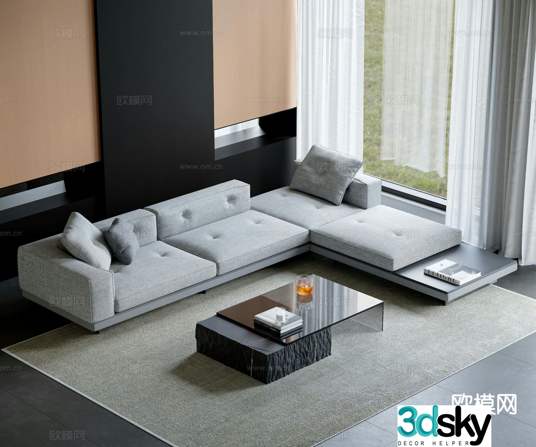 Italian sofa coffee table modular sofa 3d model