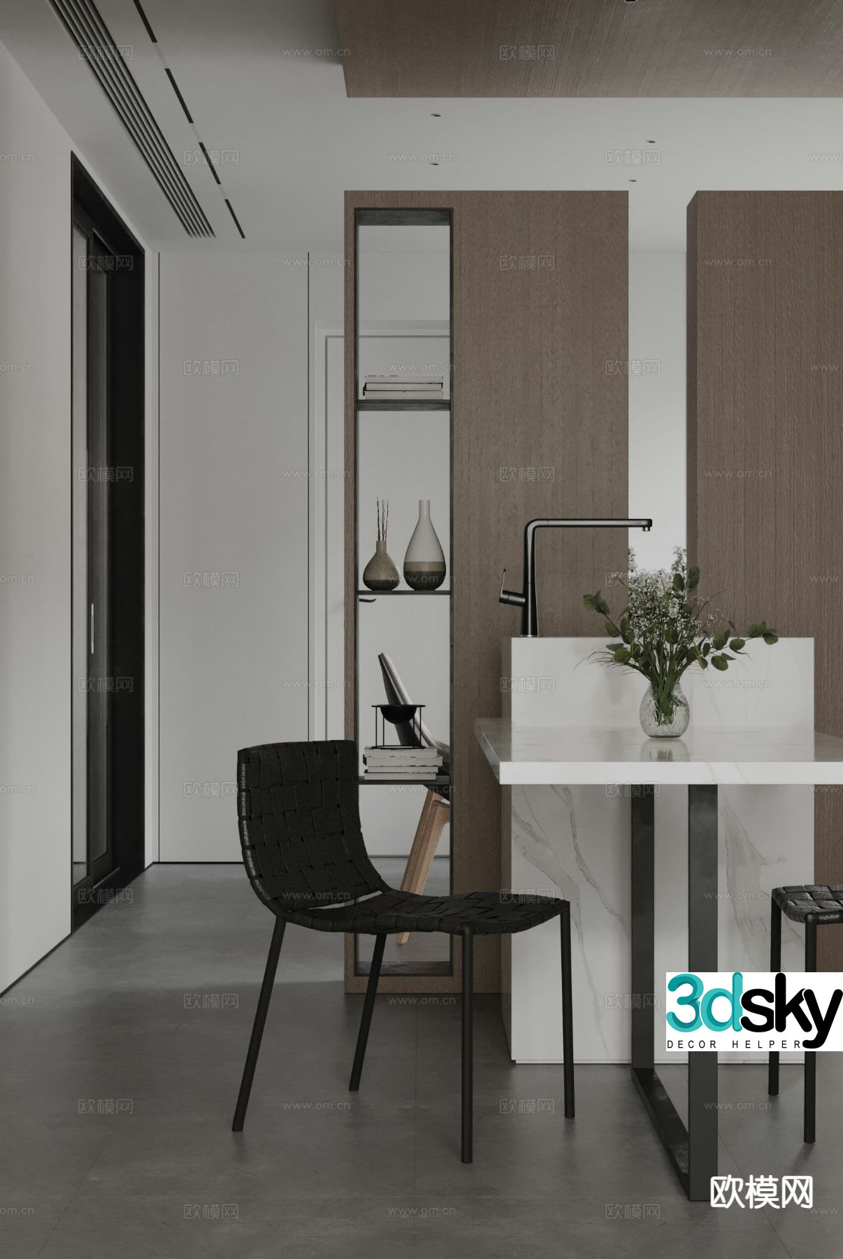 Modern minimalist restaurant 3d model