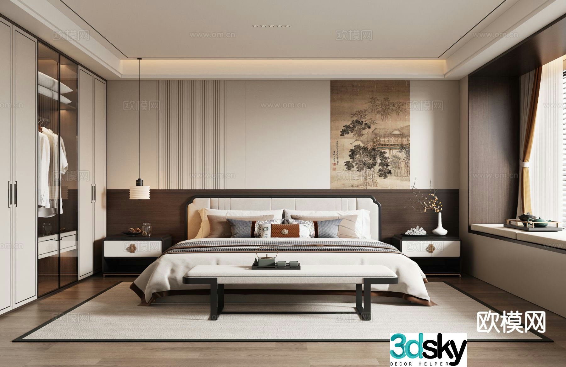 New Chinese style bedroom master bedroom 3d model
