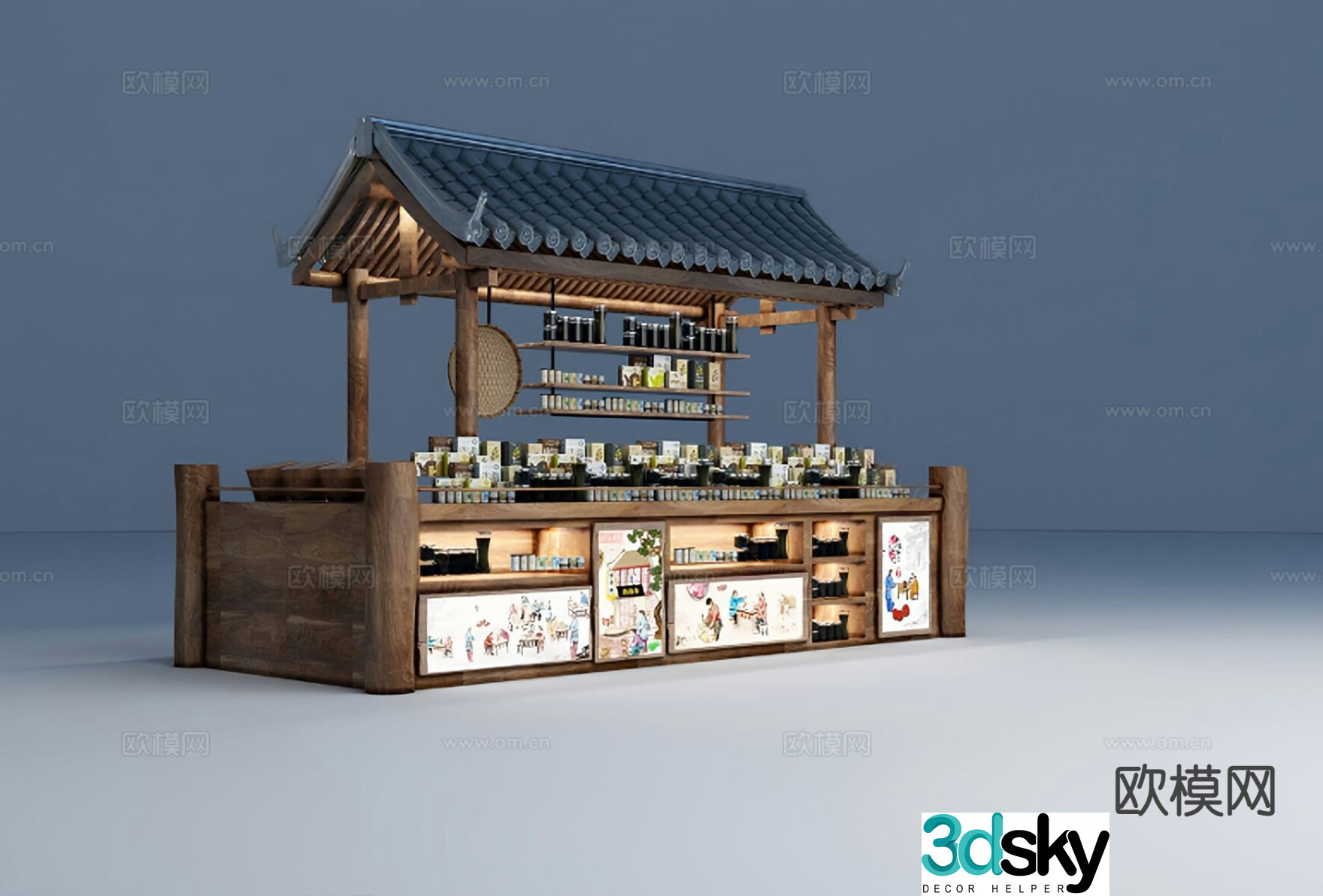 Chinese souvenirs exhibition stand food container 3D model