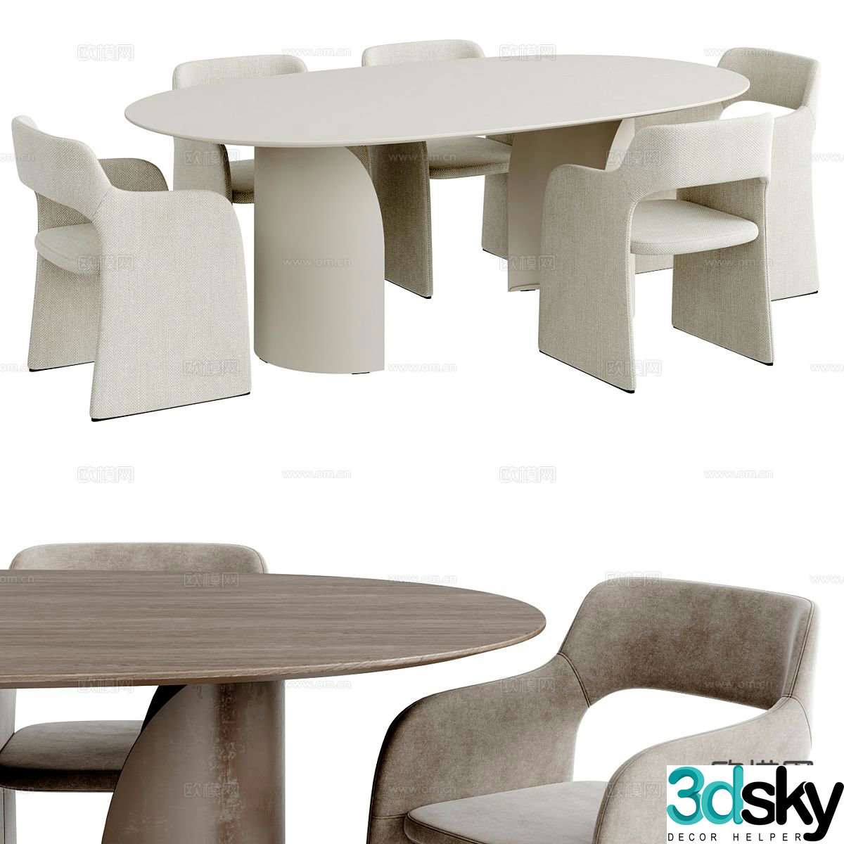 Italian dining table and chairs 3d model