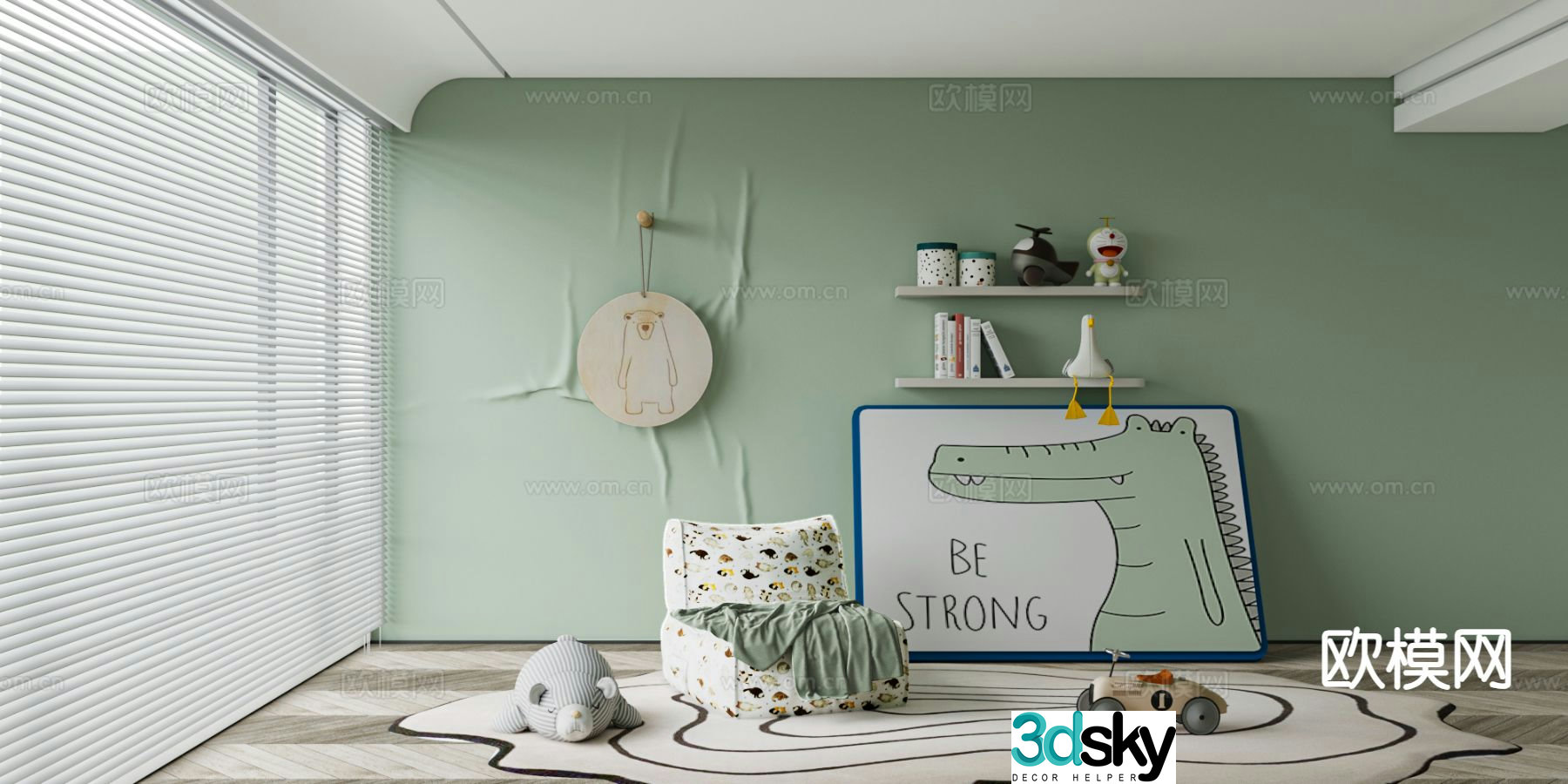 Nordic children’s sofa hanging painting whiteboard 3d model