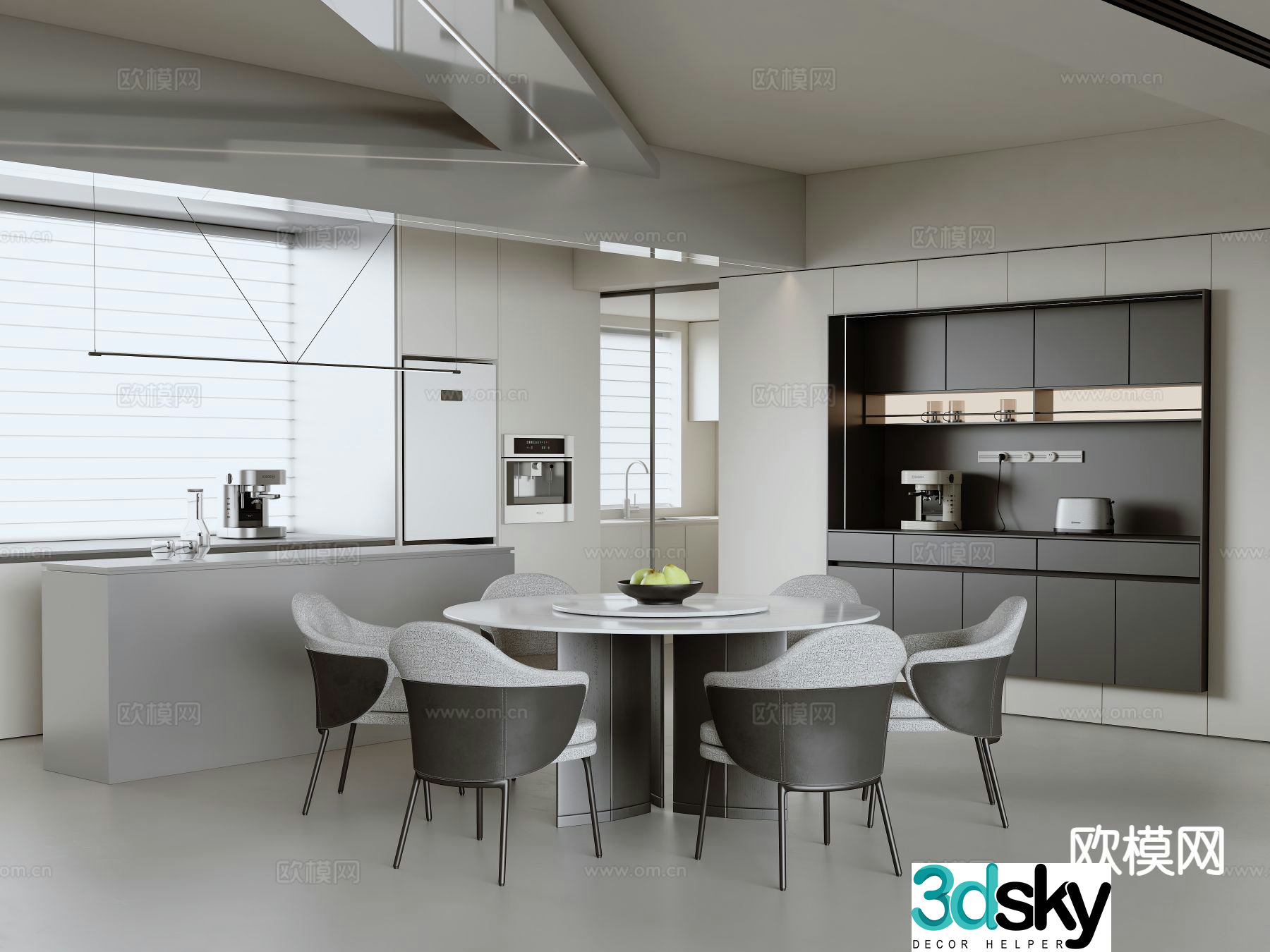 Modern minimalist restaurant 3d model