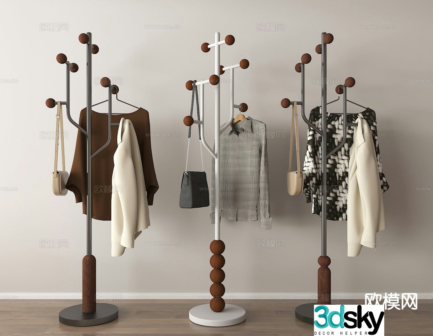 Clothes rack floor-standing clothes rack coat rack 3D model