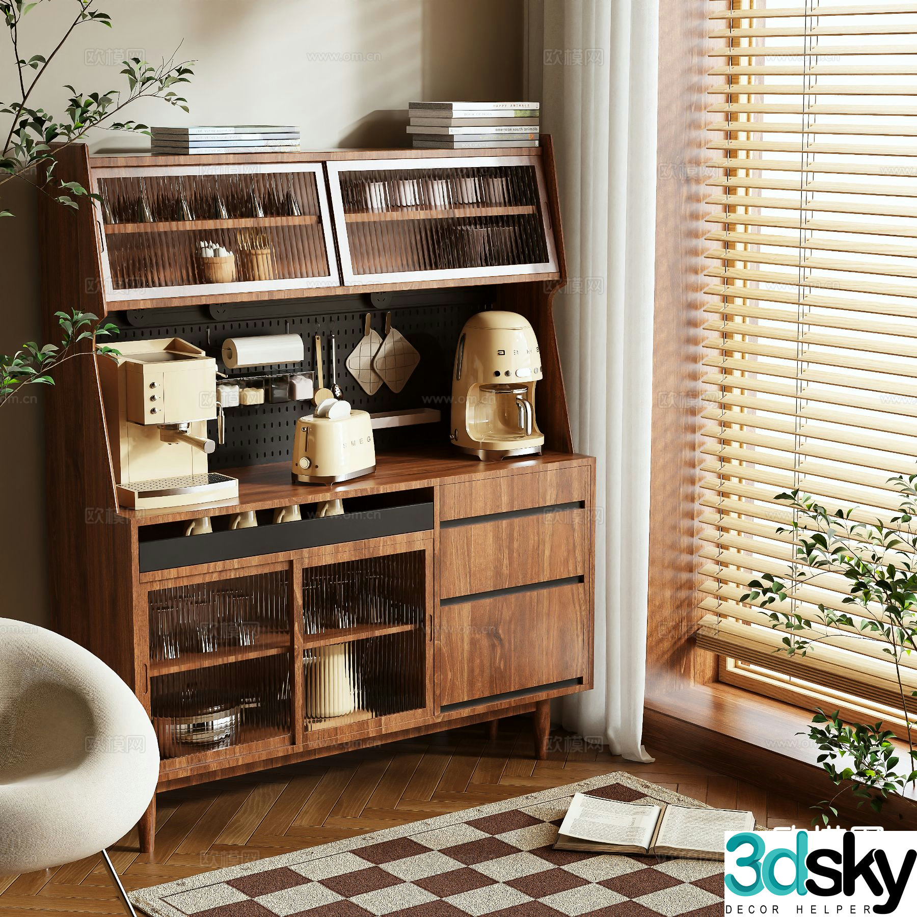 Medieval style sideboard 3d model
