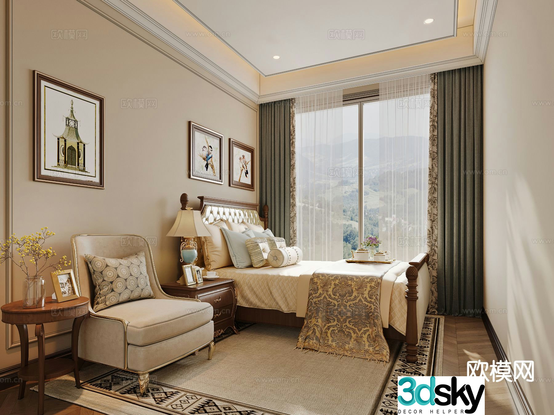 European style bedroom master bedroom 3d model