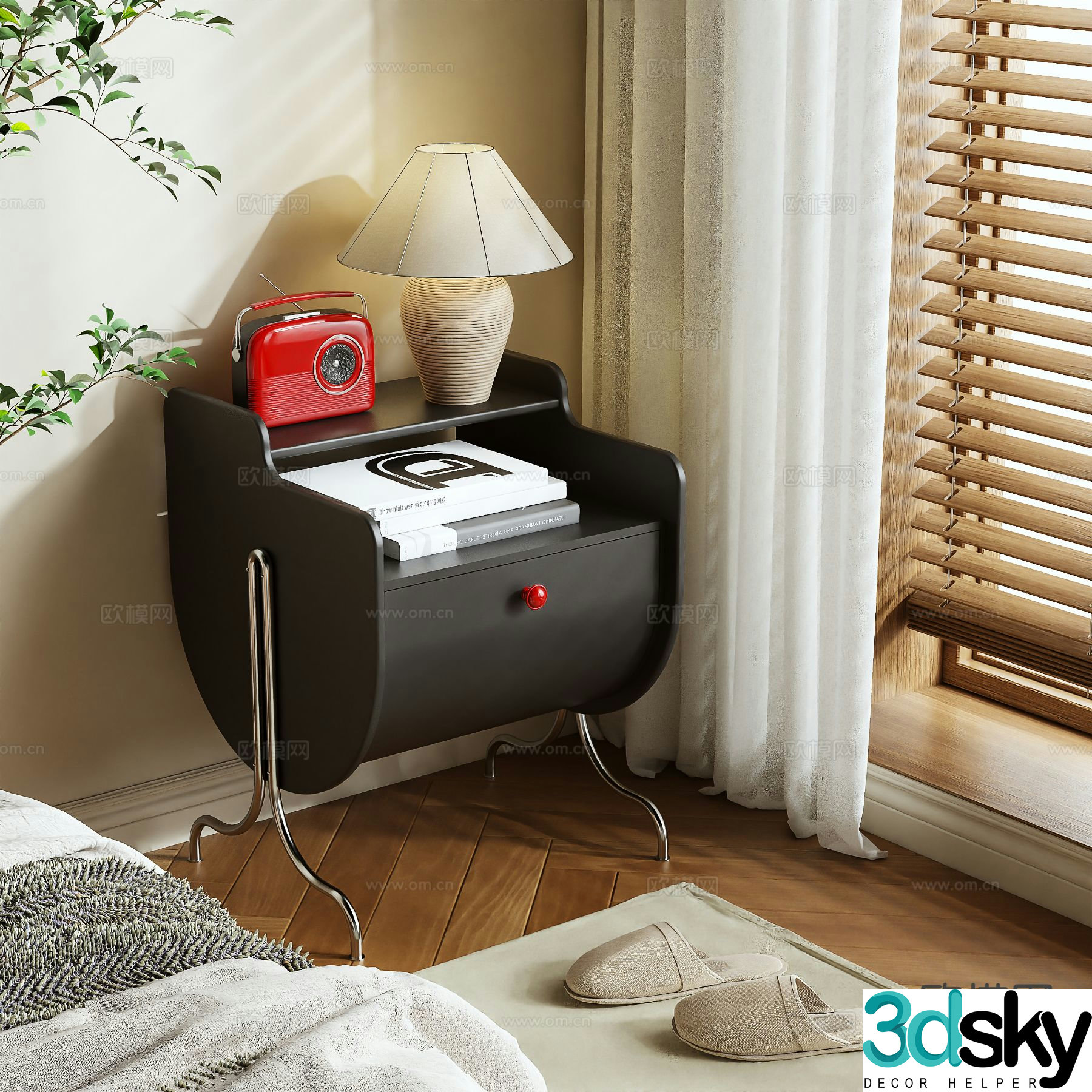 Medieval style bedside table 3d model