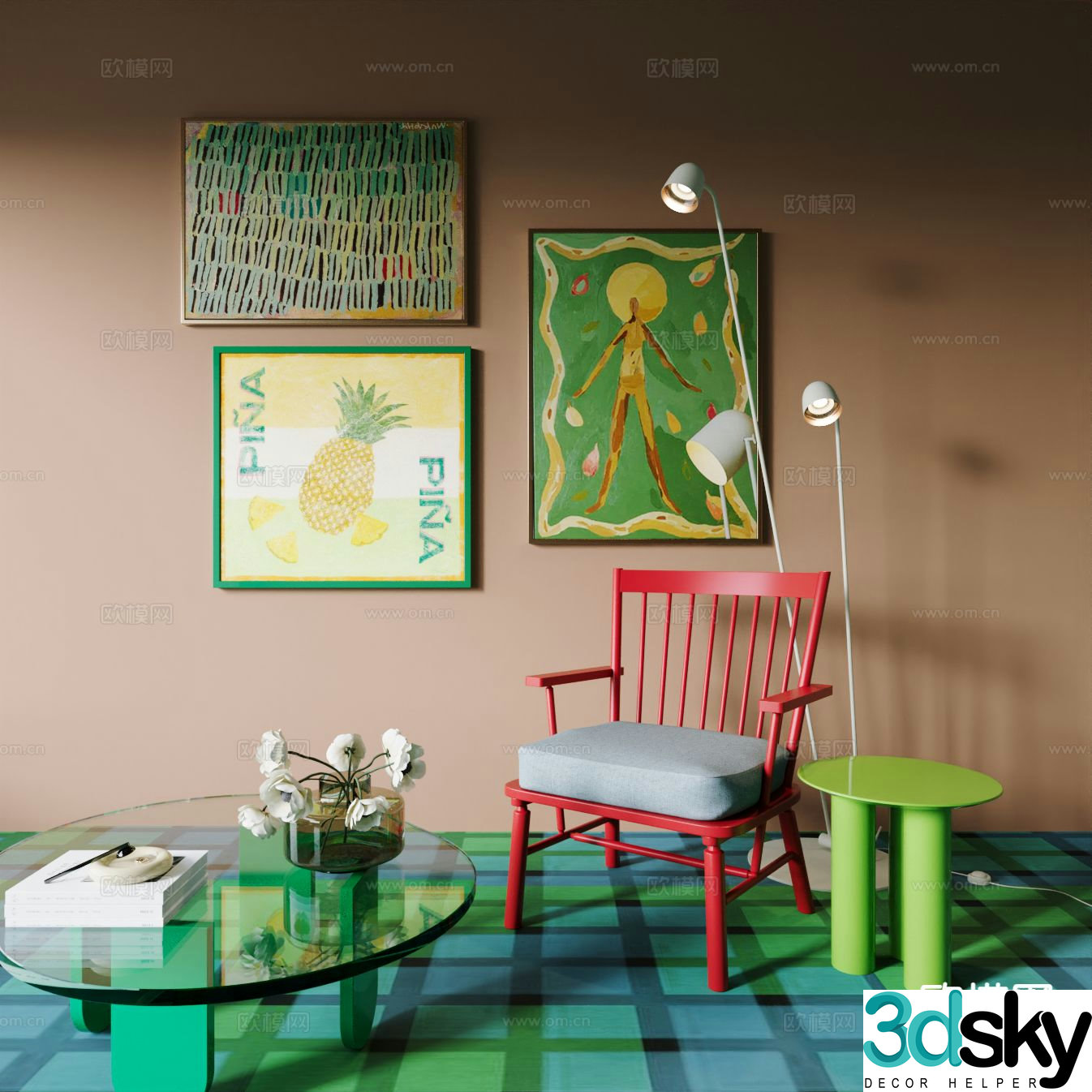 Art hanging painting abstract painting decorative painting 3d model