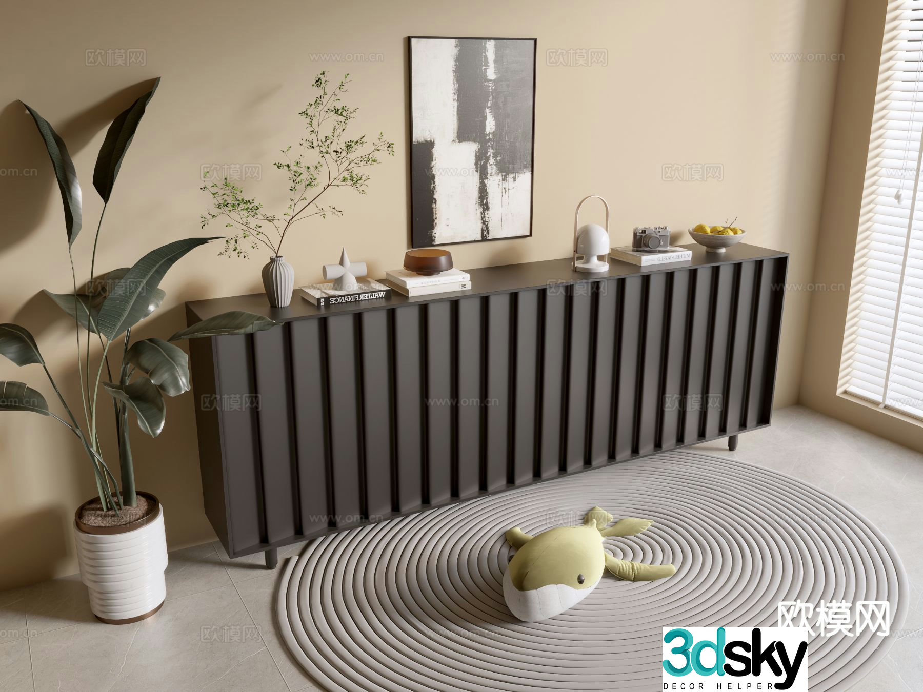 Modern black cabinet entrance cabinet 3d model