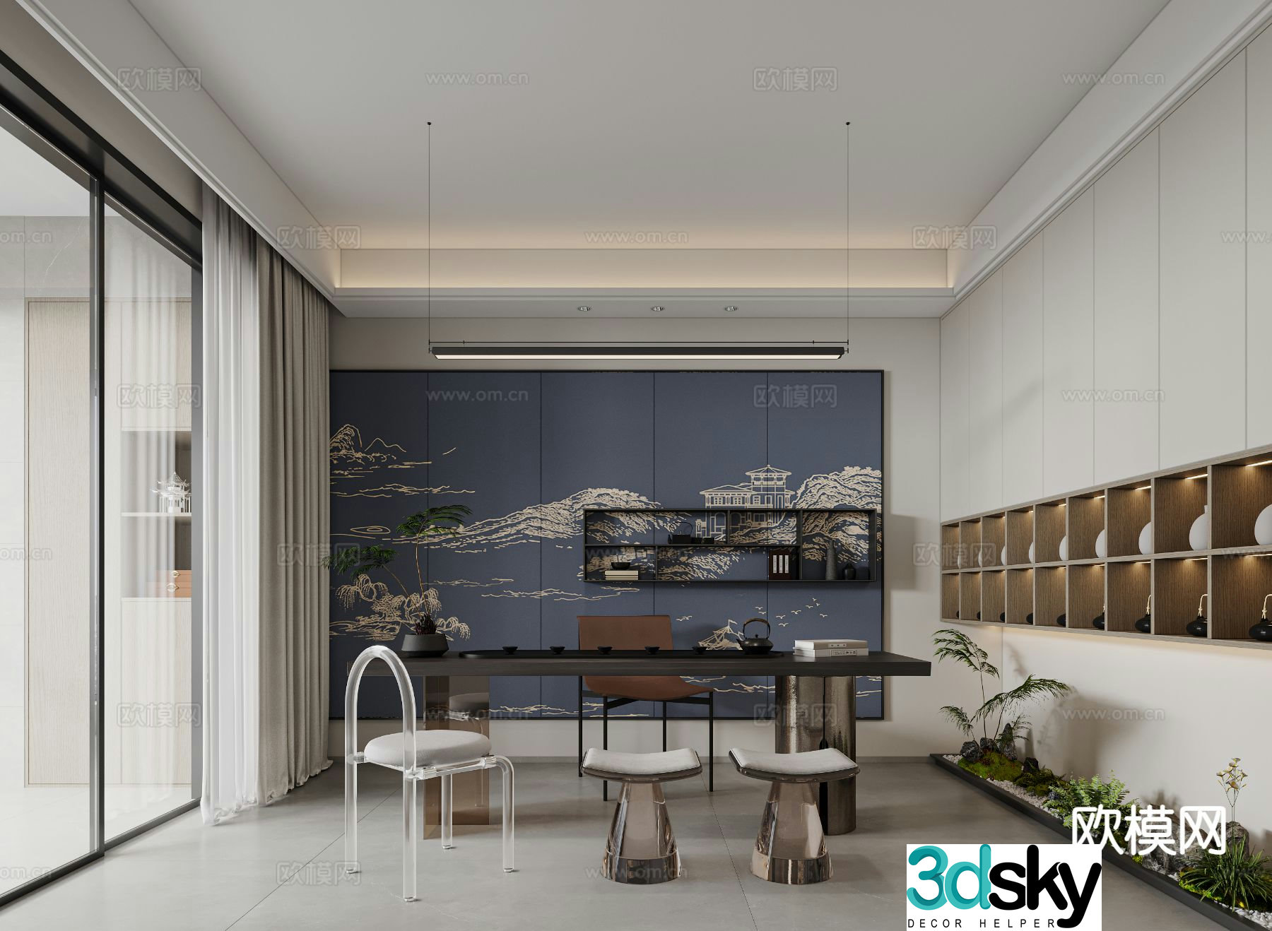 New Chinese tea room 3d model