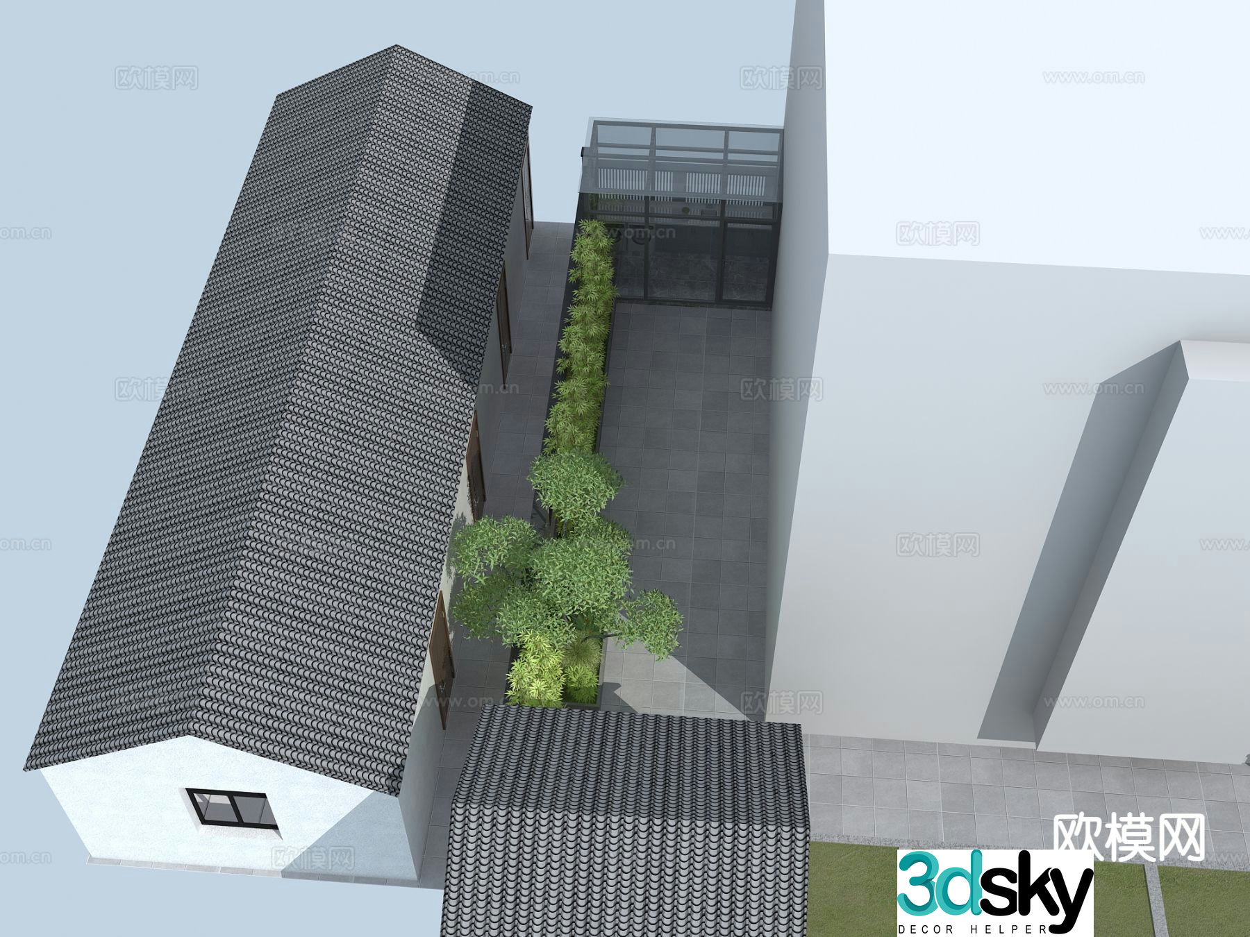 Modern courtyard landscape home courtyard 3d model