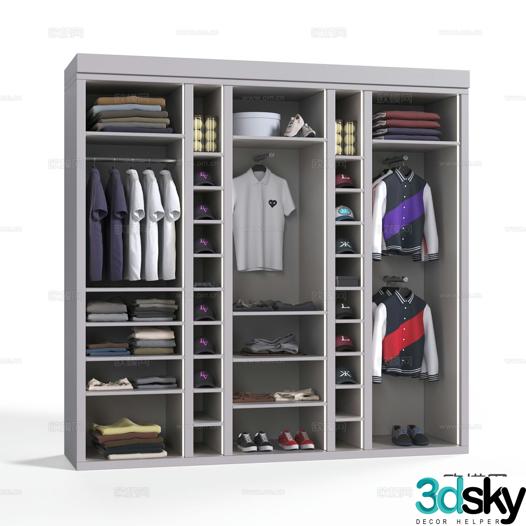 Modern doorless wardrobe wardrobe 3d model