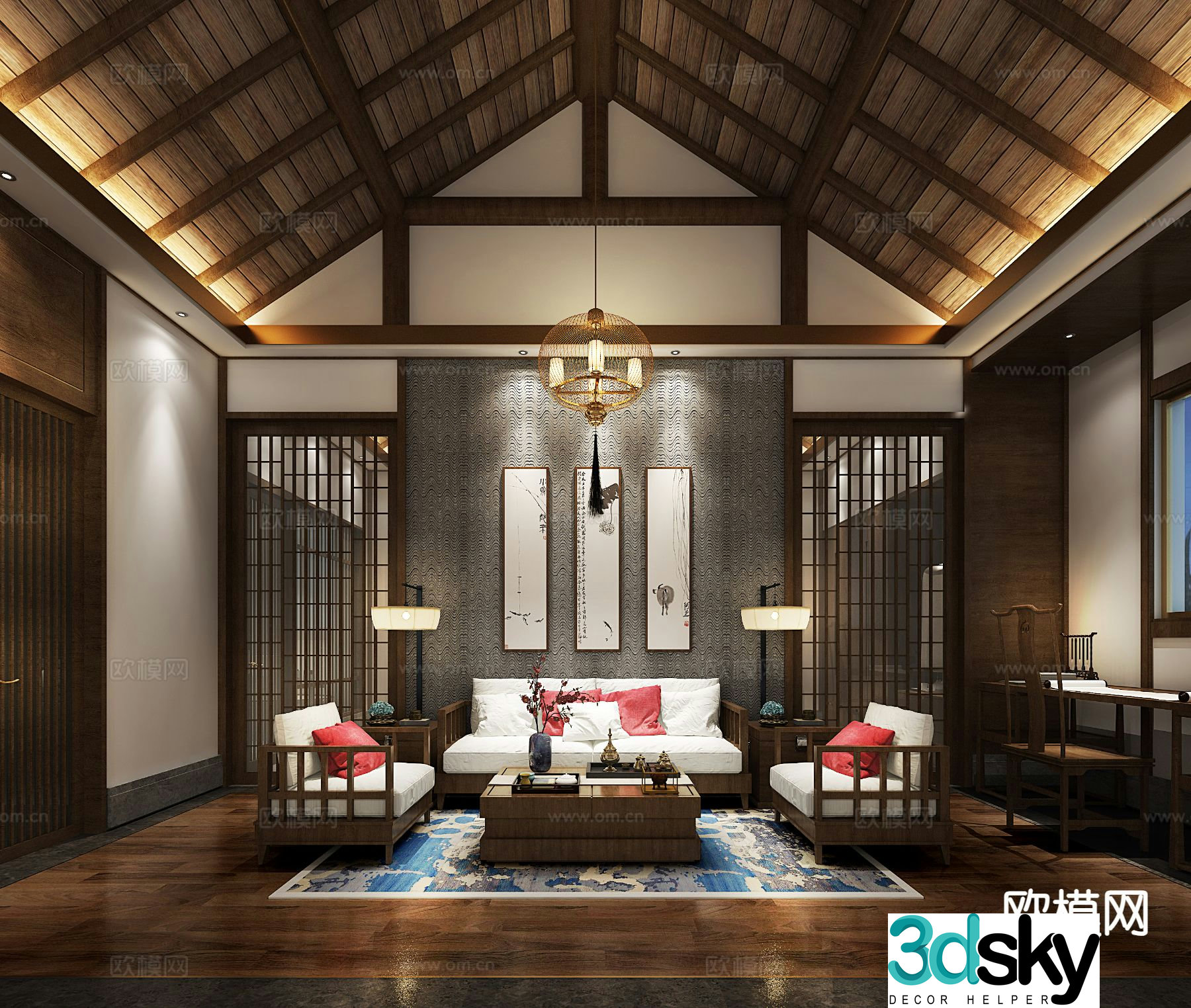 Chinese living room 3d model