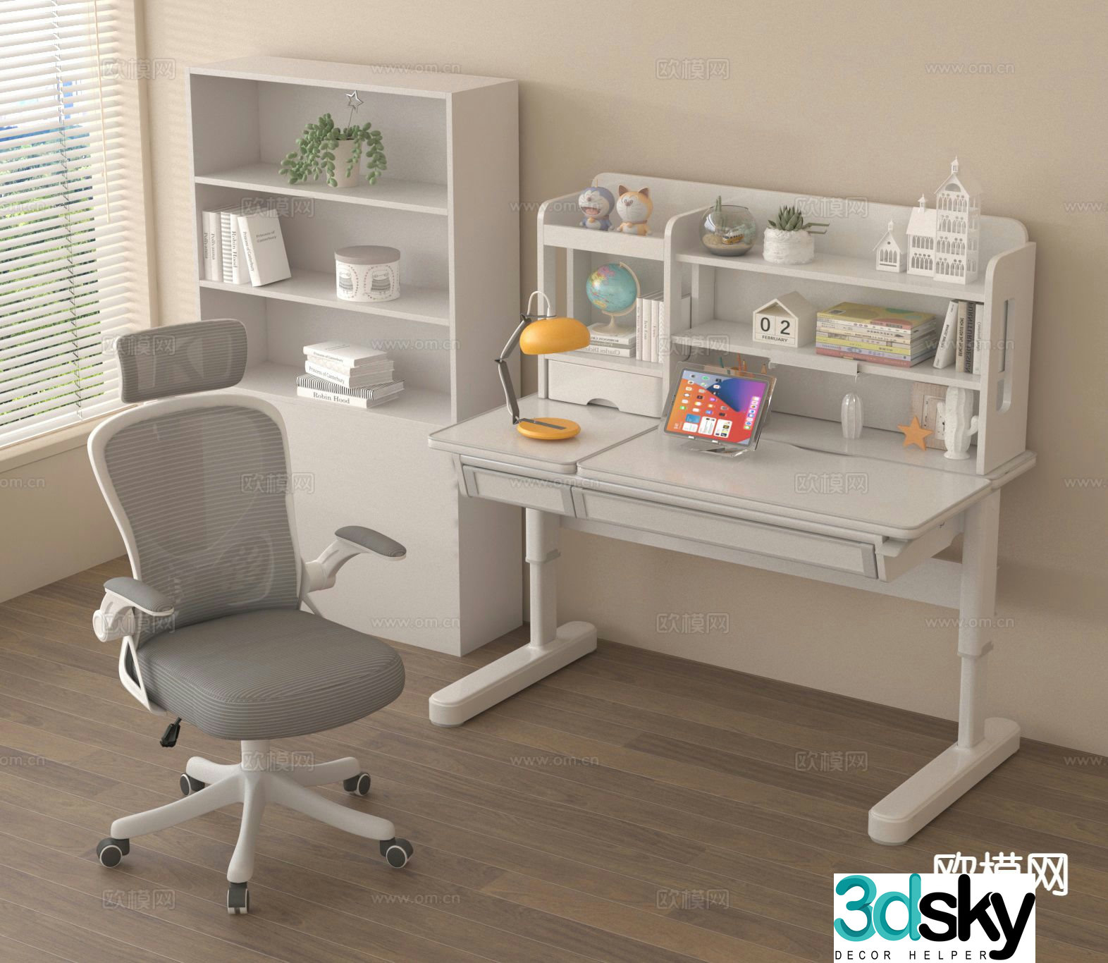 Study table and chair desk children’s table and chair 3d model